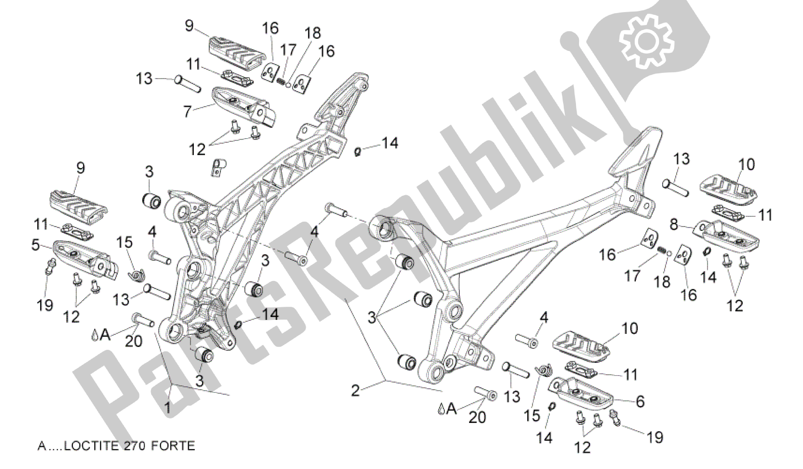 Toutes les pièces pour le Repose-pieds du Aprilia Shiver 750 2007 - 2009