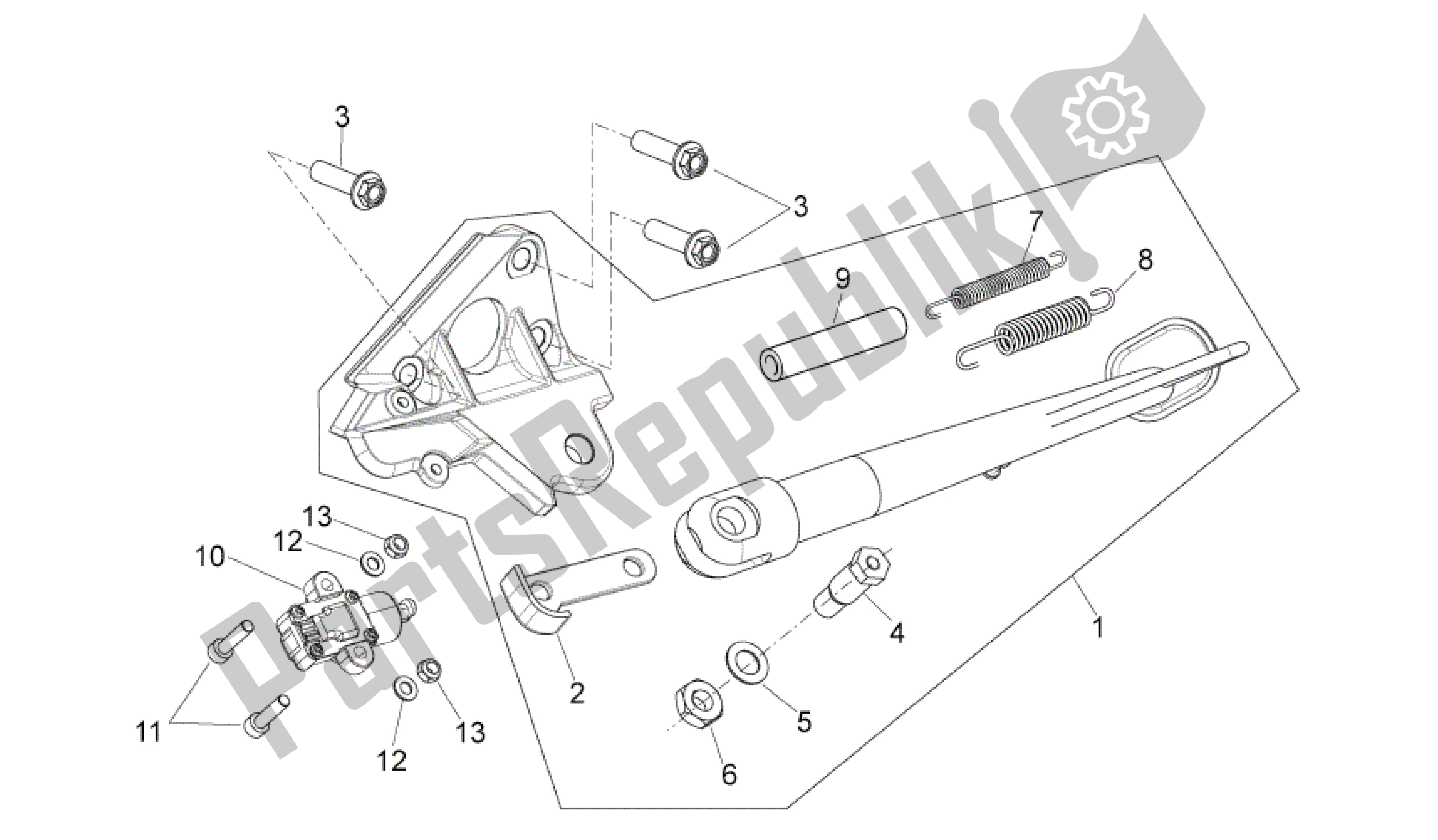 Todas las partes para Soporte Central de Aprilia Shiver 750 2007 - 2009