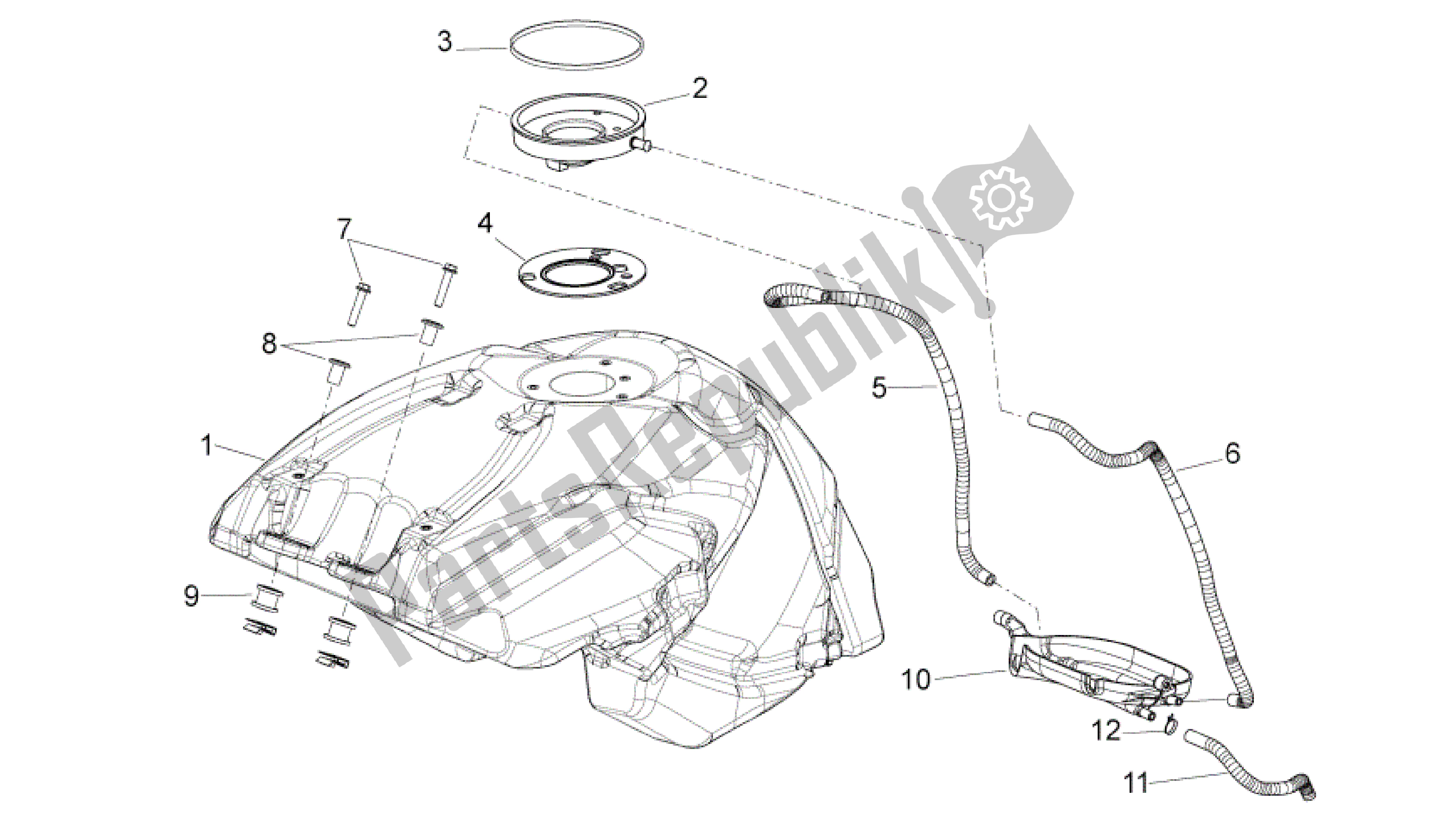 Alle onderdelen voor de Benzinetank van de Aprilia Shiver 750 2007 - 2009