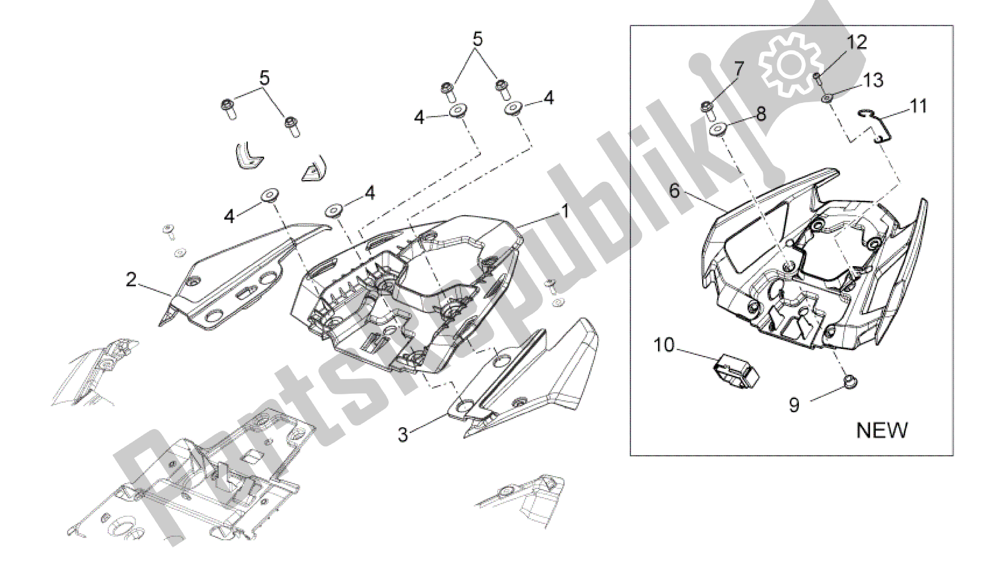 Tutte le parti per il Corpo Posteriore Ii del Aprilia Shiver 750 2007 - 2009