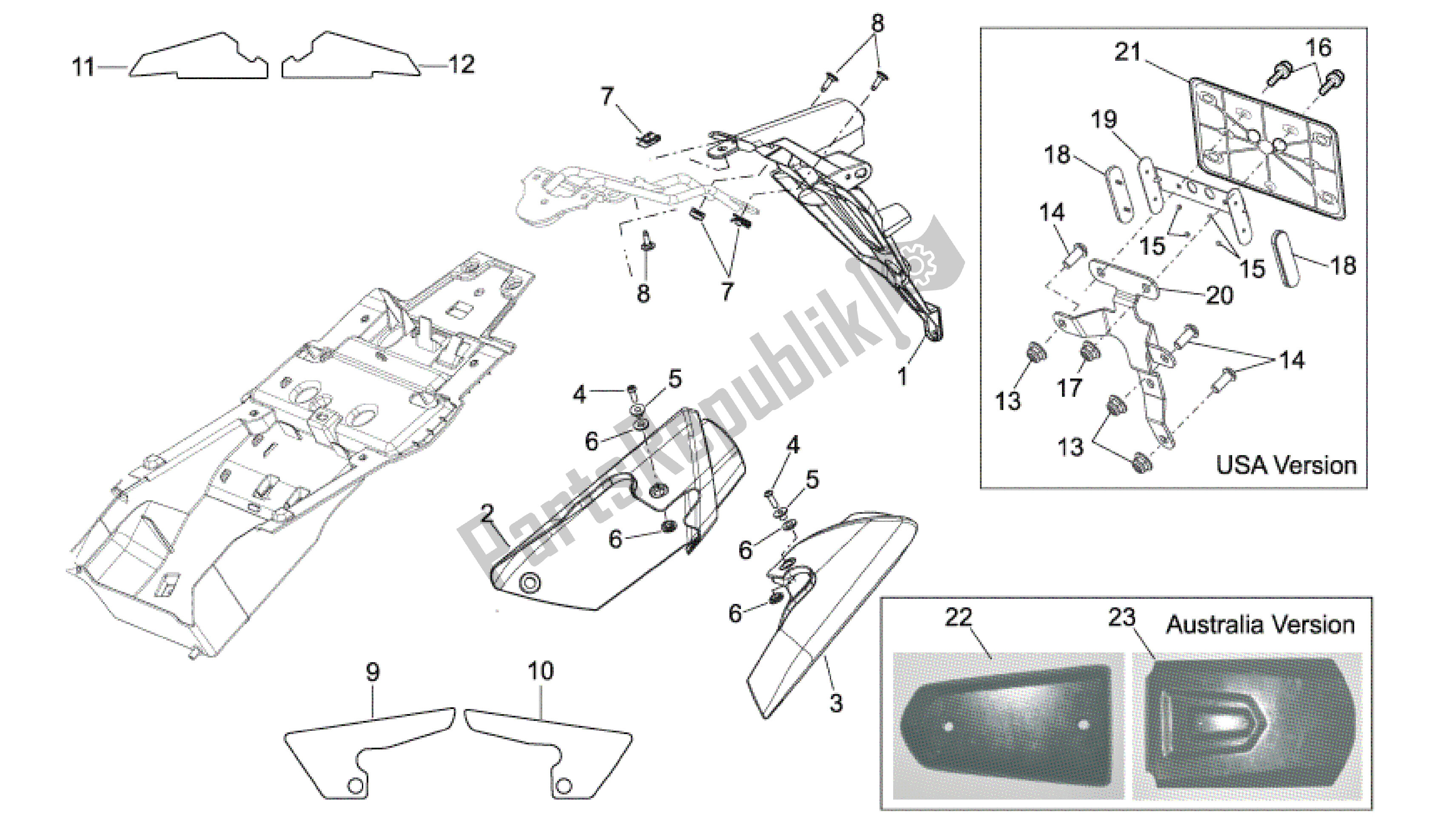 Todas as partes de Corpo Traseiro Iii do Aprilia Shiver 750 2007 - 2009