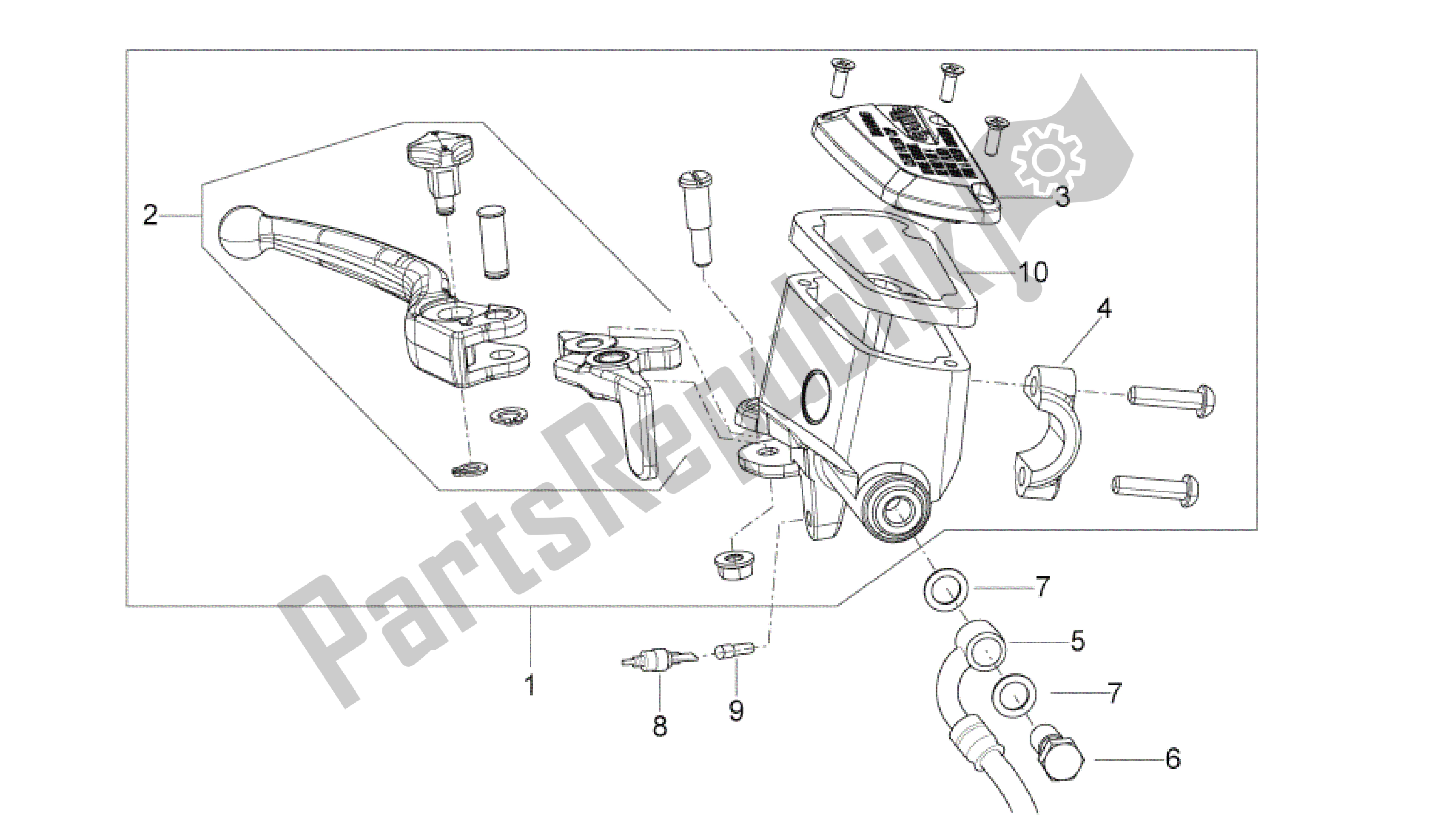 Alle onderdelen voor de Voorste Hoofdcilinder van de Aprilia Shiver 750 2007 - 2009