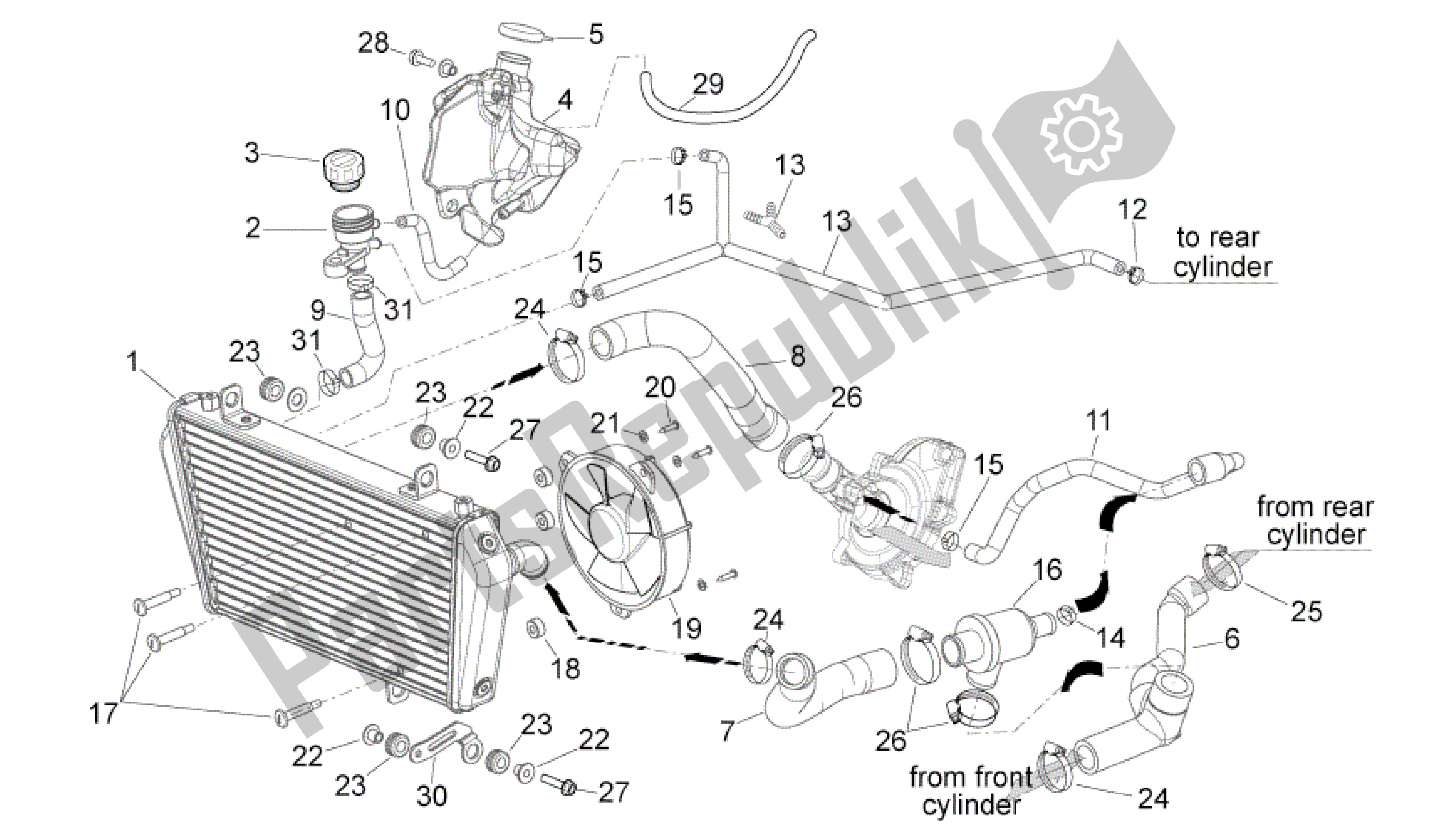 All parts for the Cooling System of the Aprilia Shiver 750 2007 - 2009