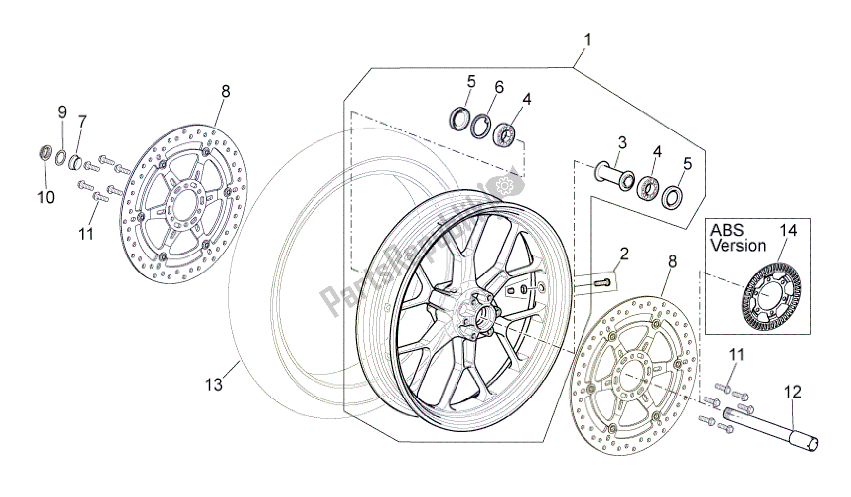 Tutte le parti per il Ruota Anteriore del Aprilia Shiver 750 2007 - 2009