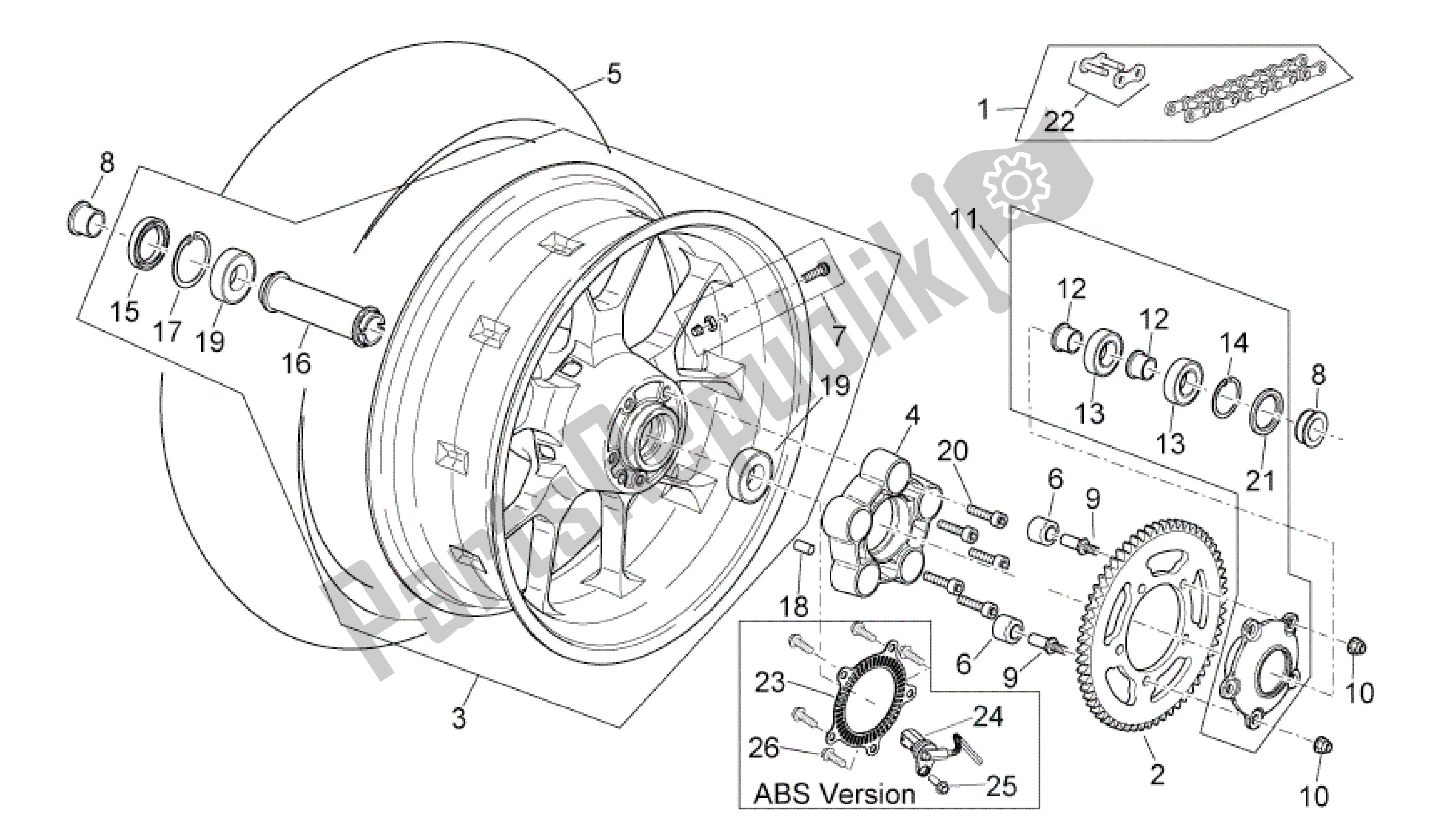 Todas las partes para Rueda Trasera de Aprilia Shiver 750 2007 - 2009