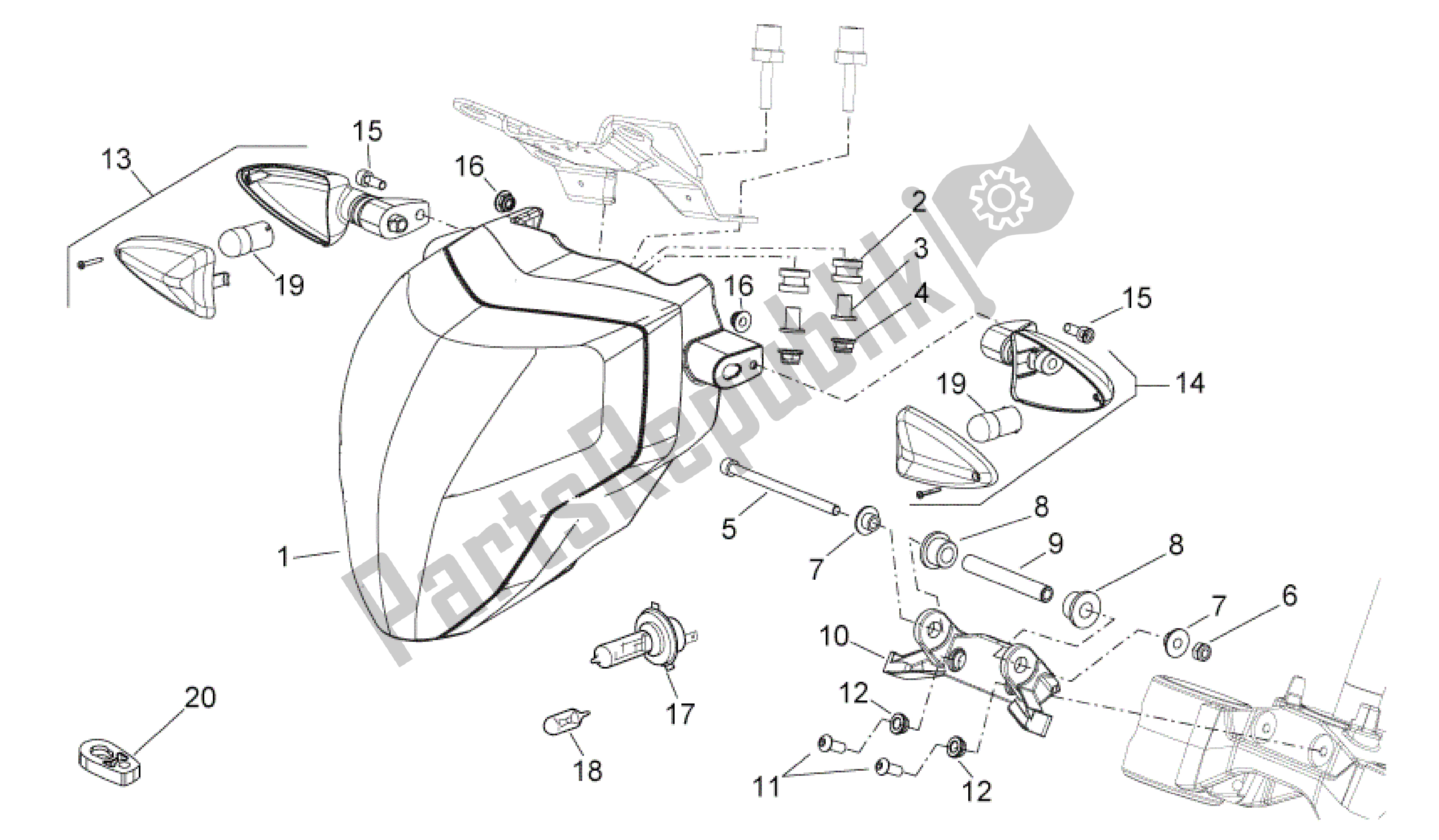 Tutte le parti per il Luci Anteriori del Aprilia Shiver 750 2007 - 2009