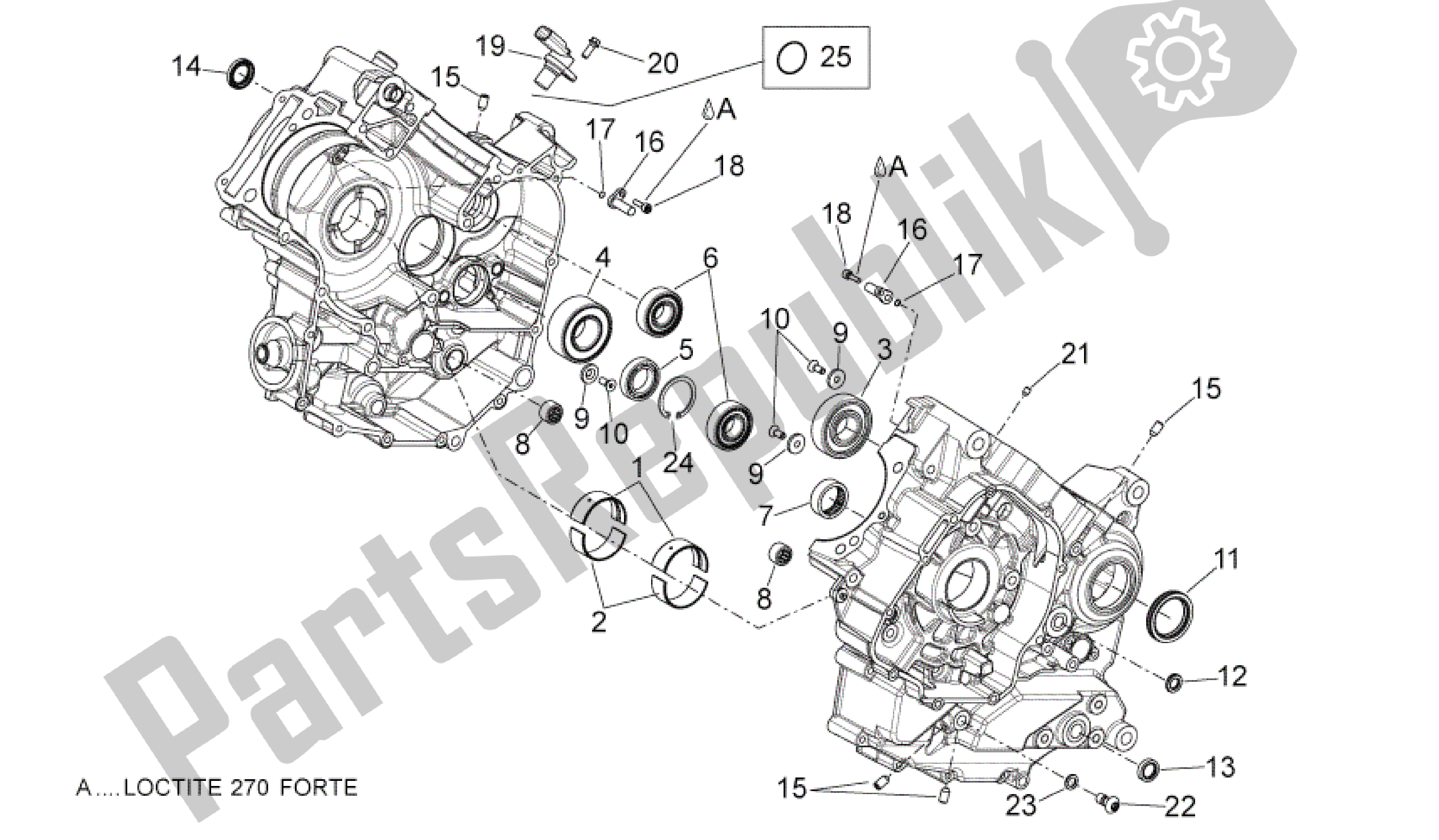 All parts for the Crankcases Ii of the Aprilia Shiver 750 2007 - 2009