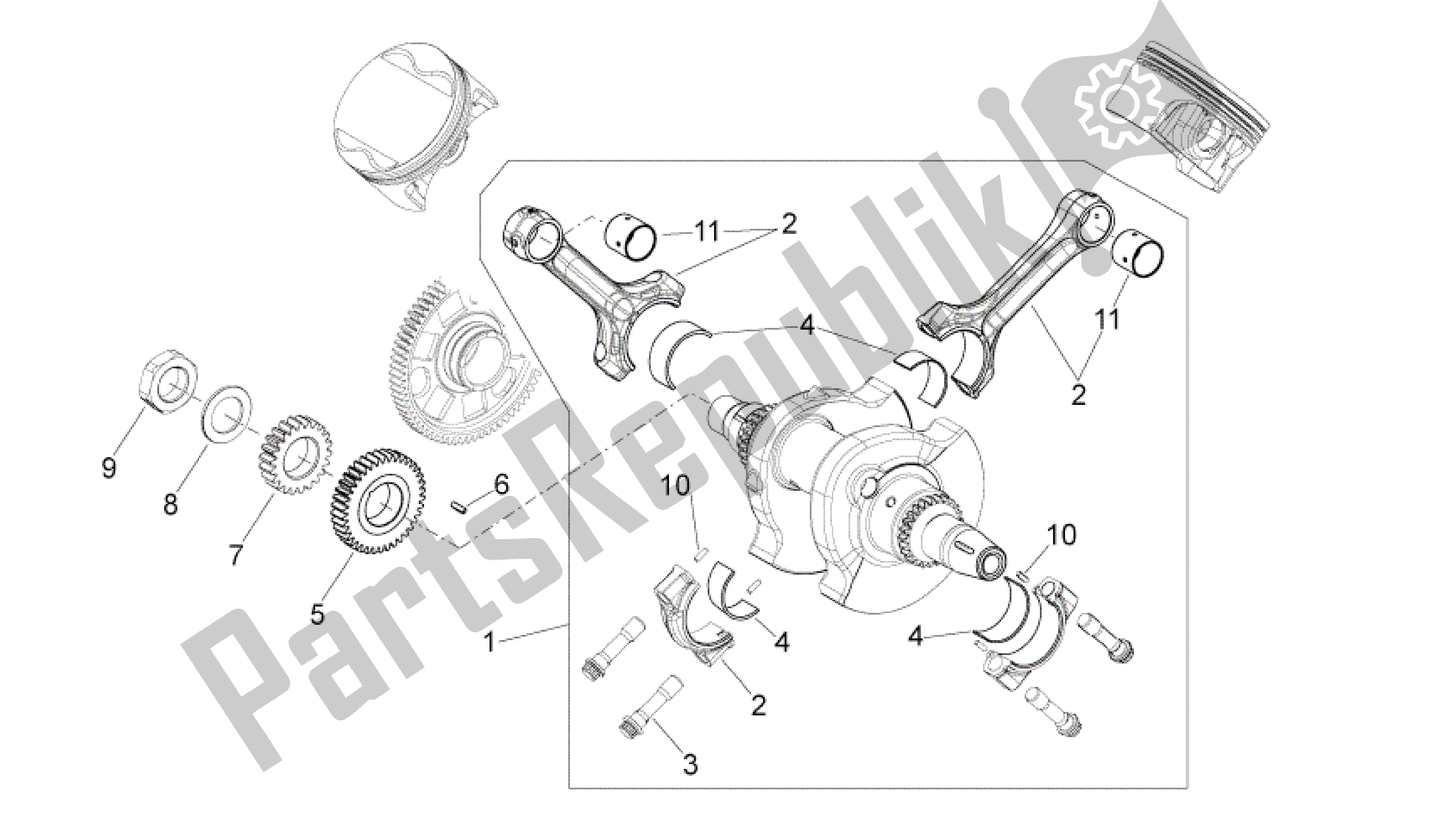 All parts for the Drive Shaft of the Aprilia Shiver 750 2007 - 2009