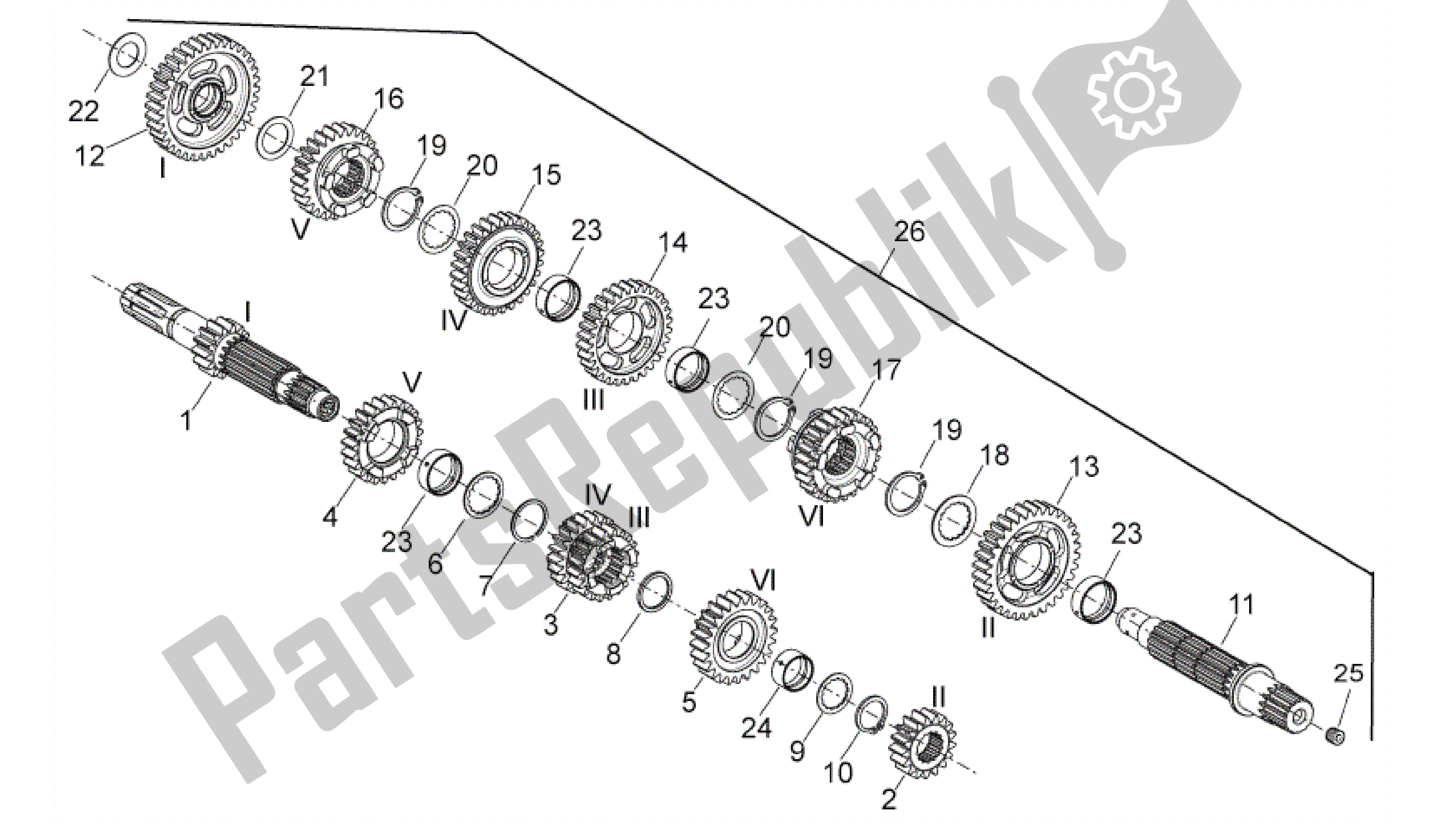 Todas as partes de Caixa De Velocidade do Aprilia Shiver 750 2007 - 2009