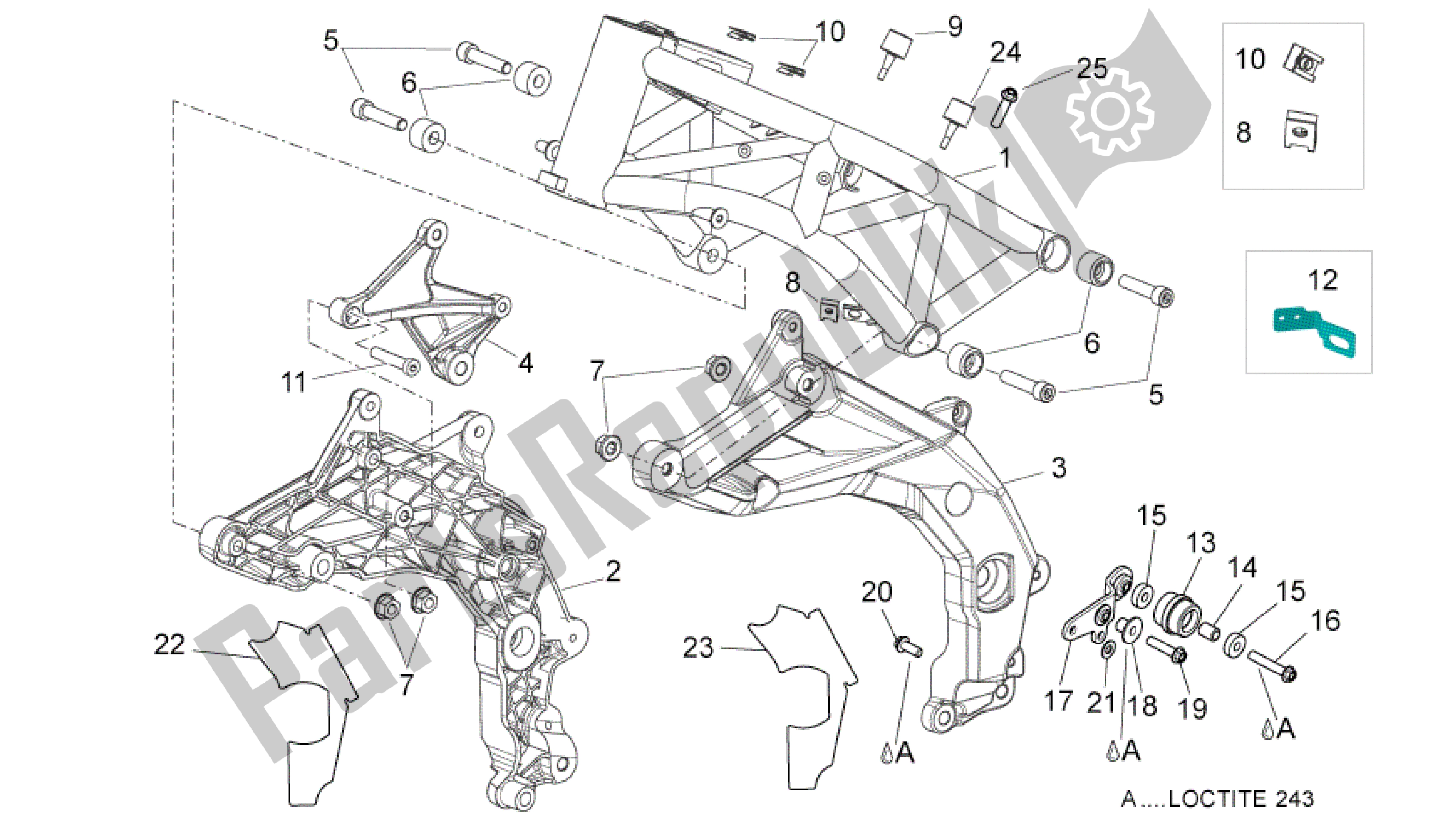 Todas as partes de Quadro I do Aprilia Dorsoduro 750 2008 - 2011