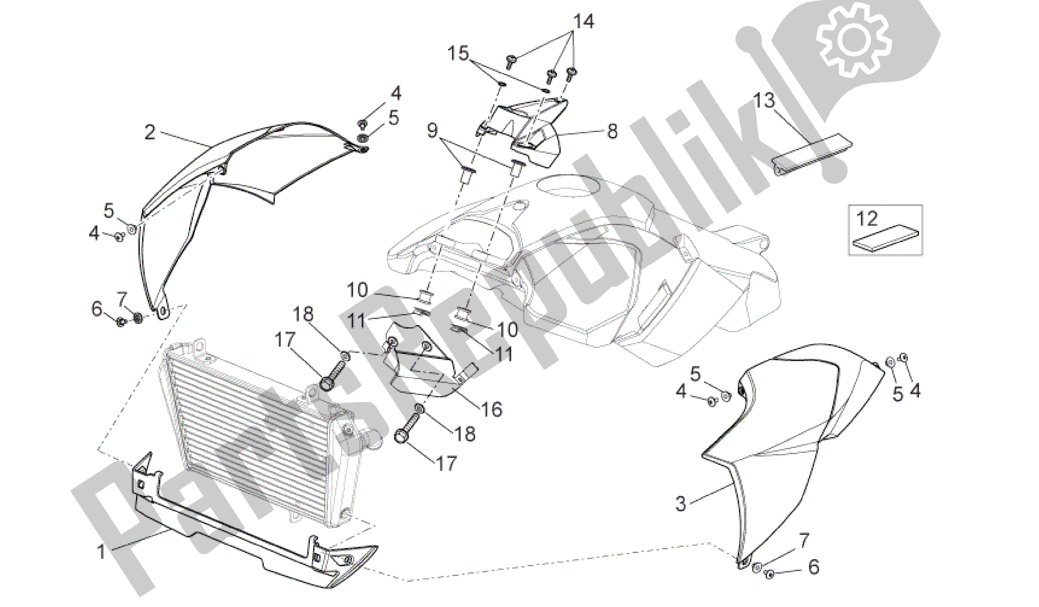 Todas las partes para Cuerpo Central de Aprilia Dorsoduro 750 2008 - 2011