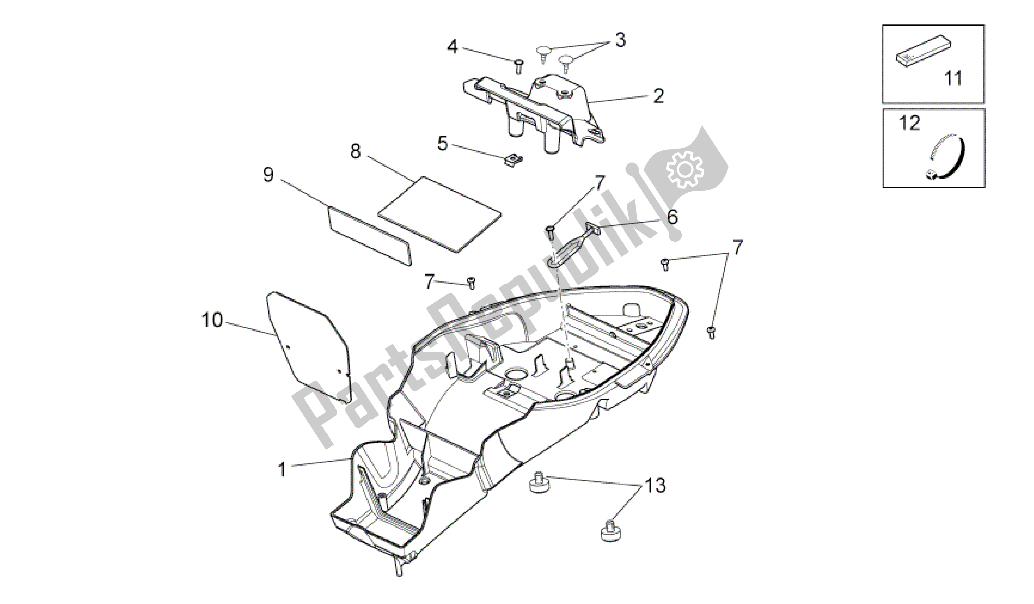 Toutes les pièces pour le Corps Arrière I du Aprilia Dorsoduro 750 2008 - 2011