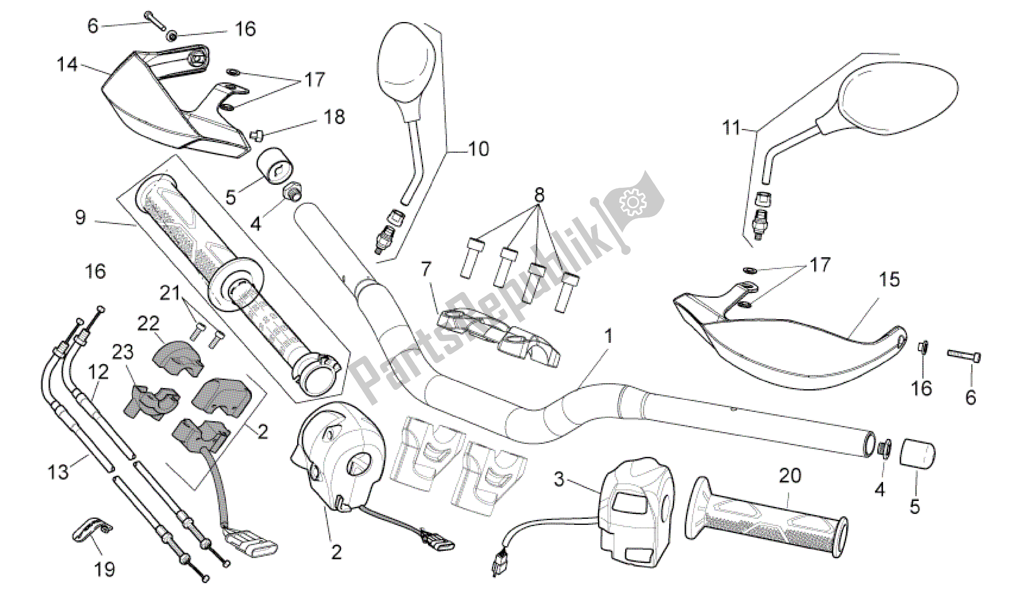 All parts for the Handlebar - Controls of the Aprilia Dorsoduro 750 2008 - 2011