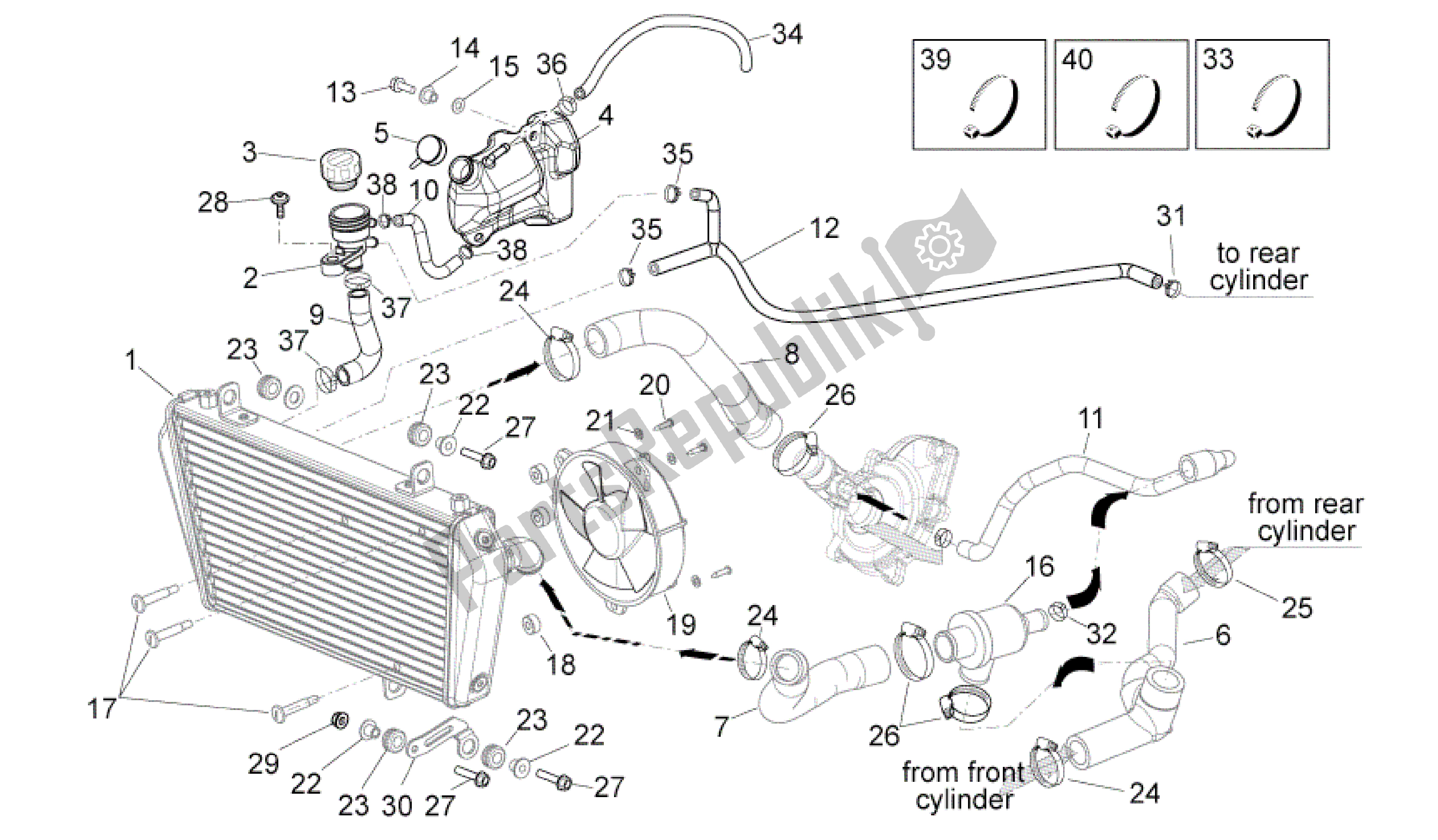 All parts for the Cooling System of the Aprilia Dorsoduro 750 2008 - 2011