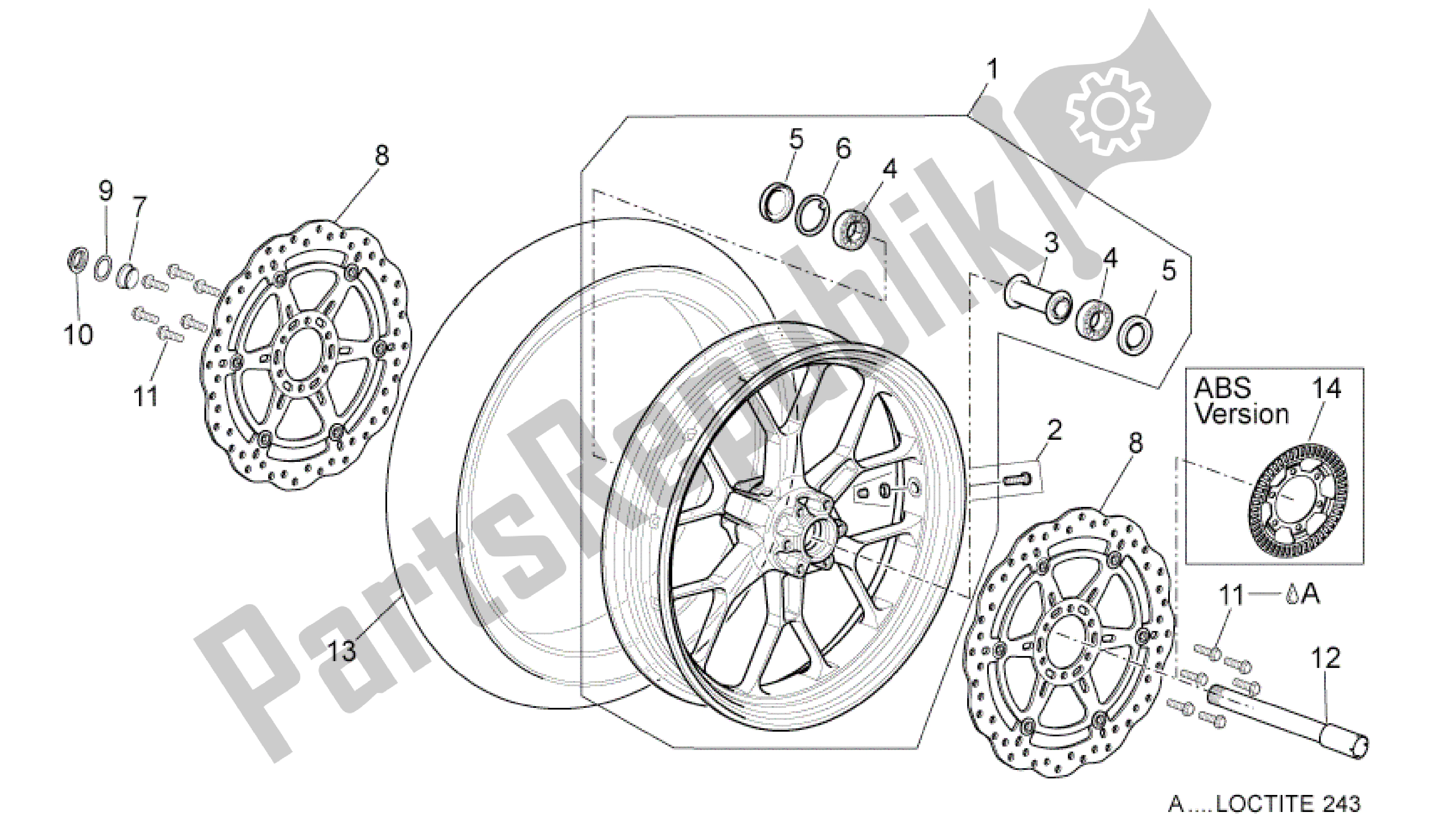 Toutes les pièces pour le Roue Avant du Aprilia Dorsoduro 750 2008 - 2011