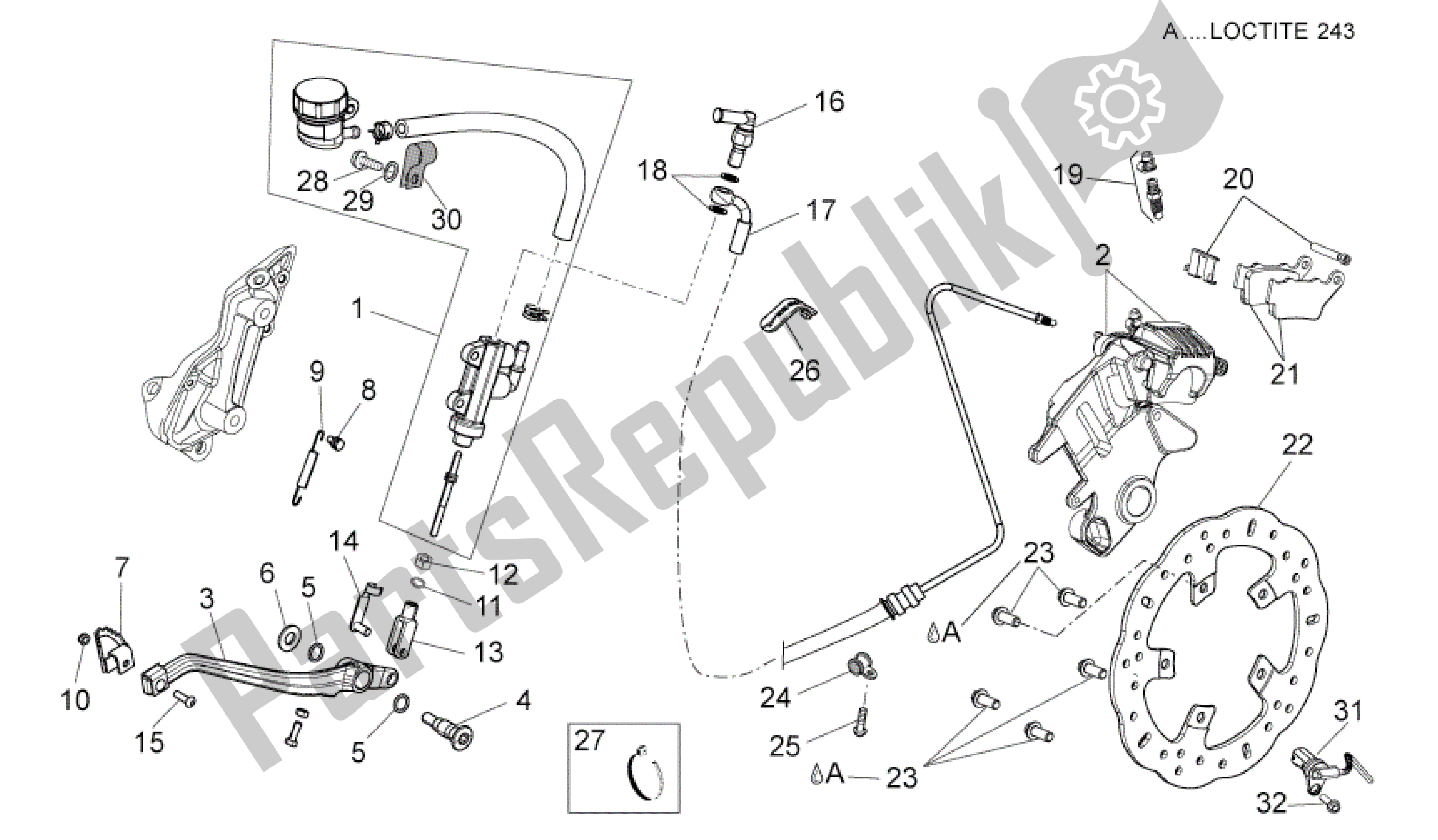 Todas las partes para Sistema De Freno Trasero de Aprilia Dorsoduro 750 2008 - 2011