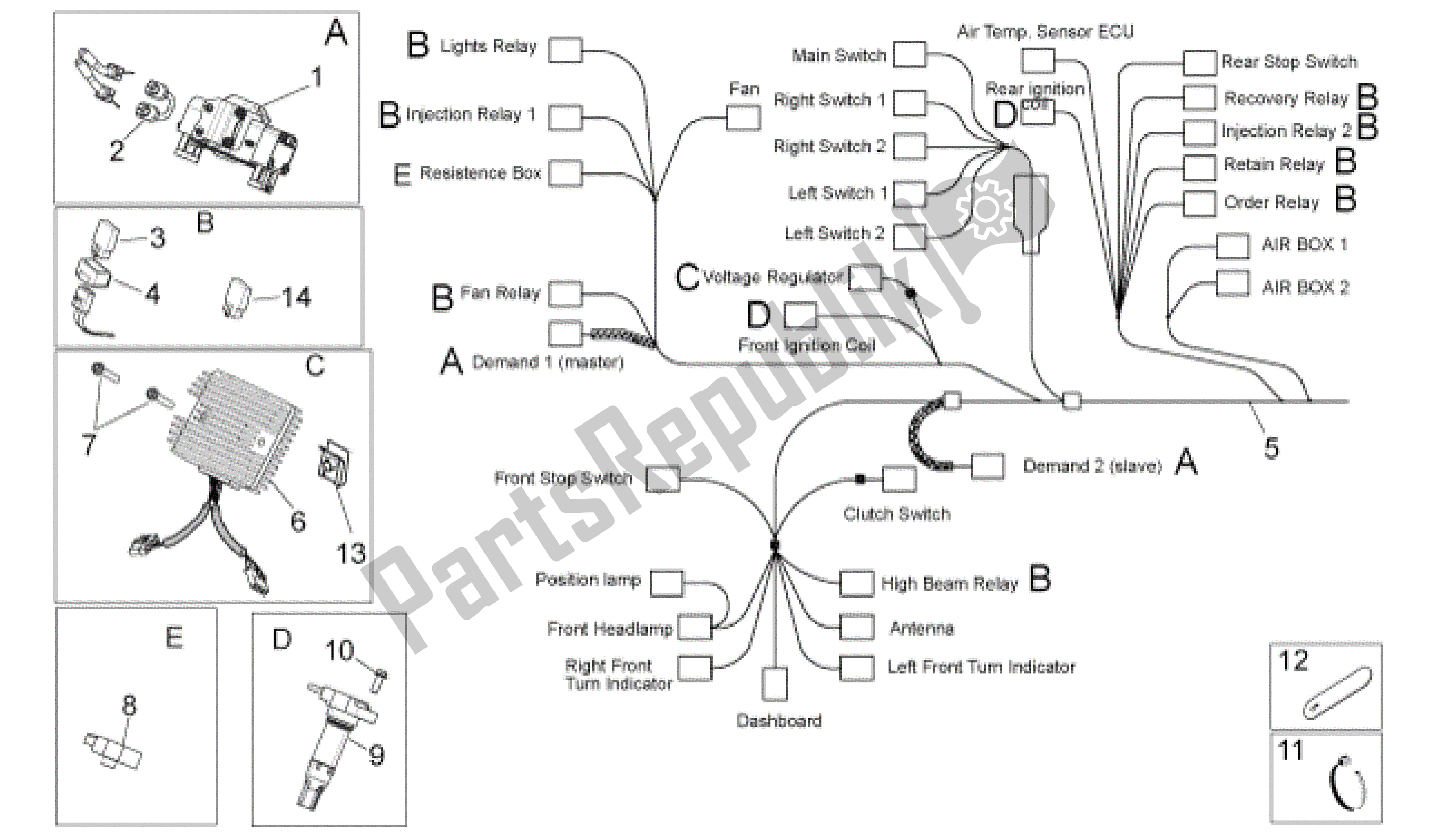 Todas las partes para Sistema Eléctrico I de Aprilia Dorsoduro 750 2008 - 2011