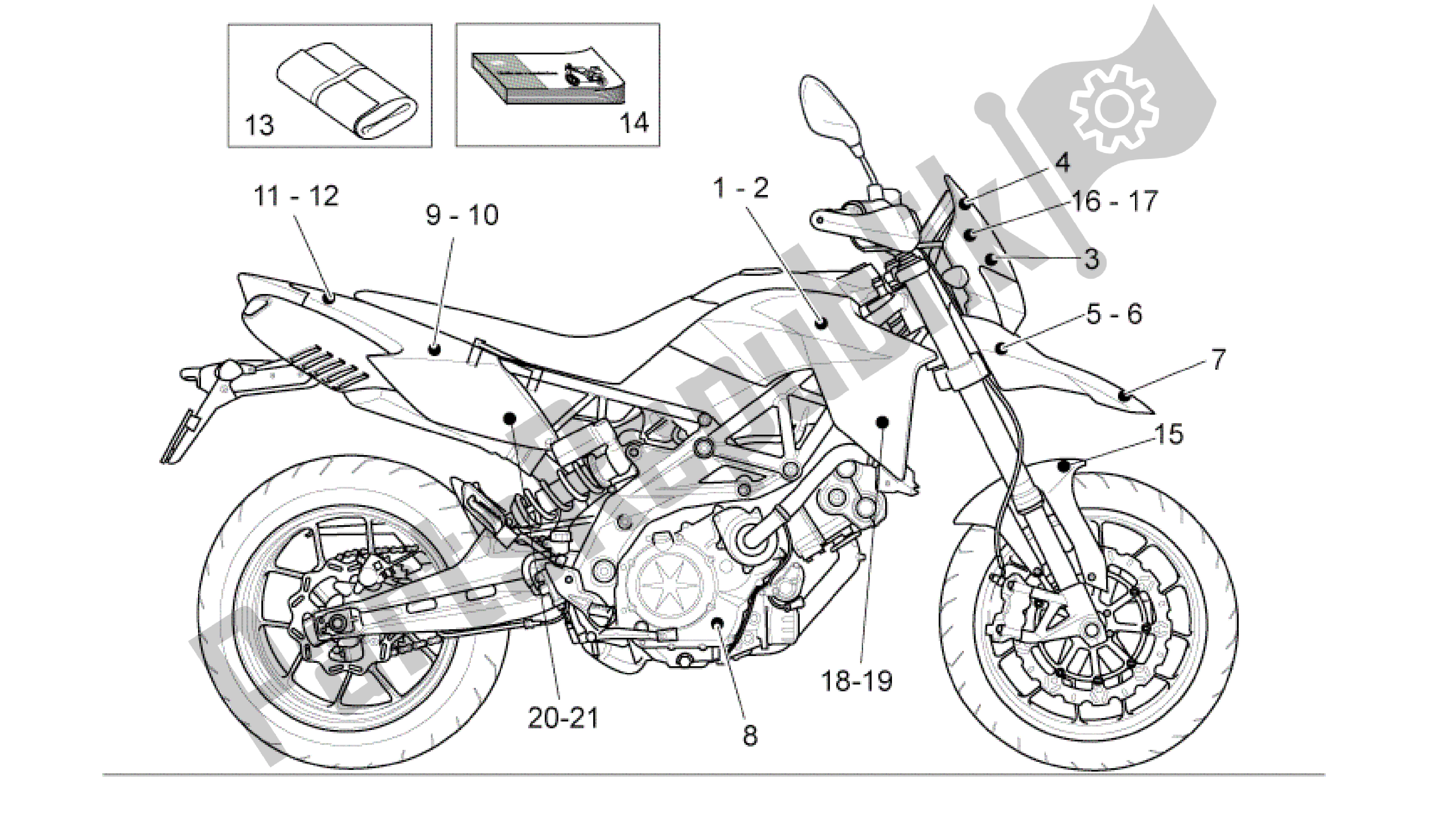 All parts for the Decal -toolkit of the Aprilia Dorsoduro 750 2008 - 2011
