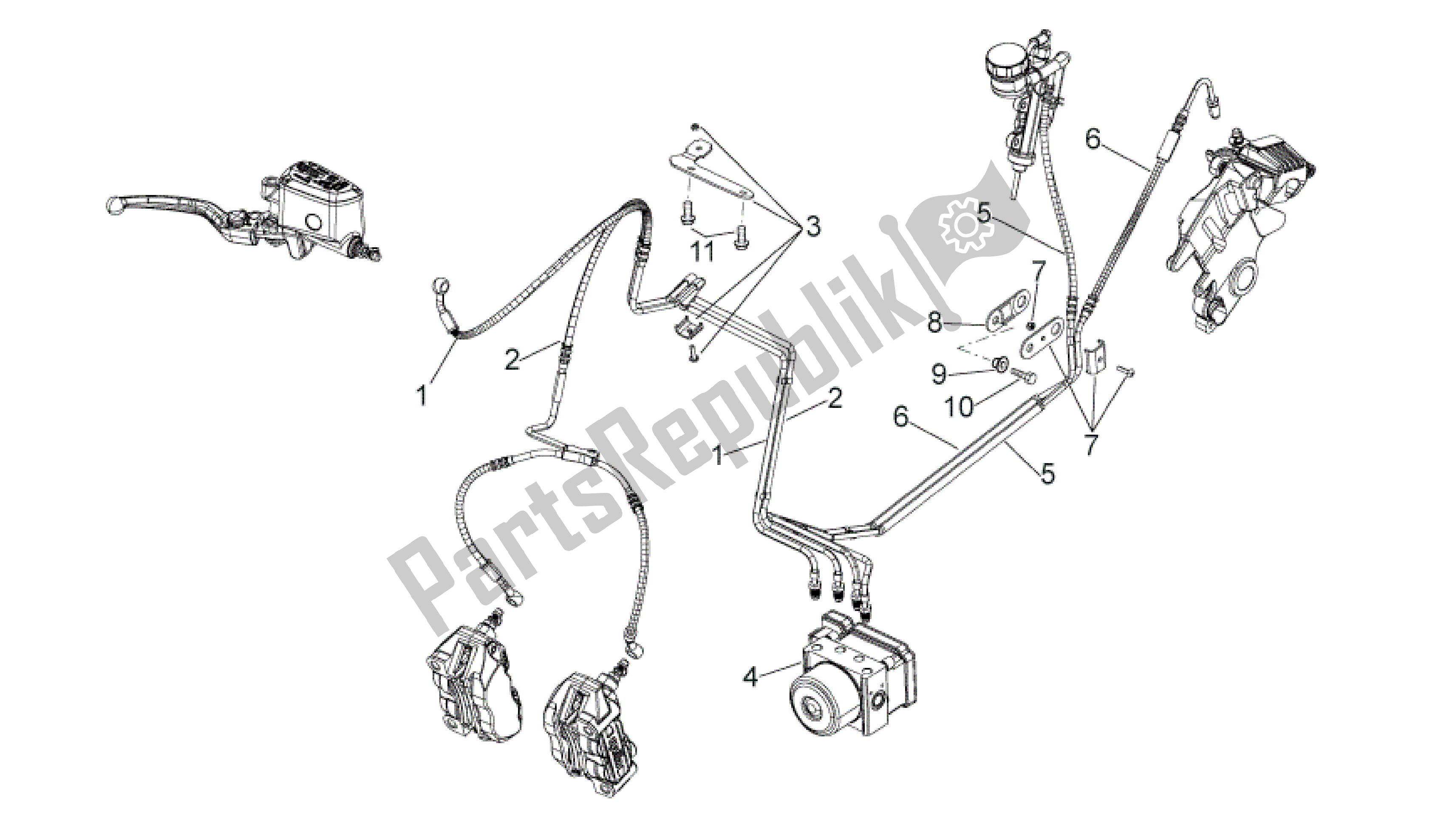 All parts for the Abs Brake System of the Aprilia Dorsoduro 750 2008 - 2011
