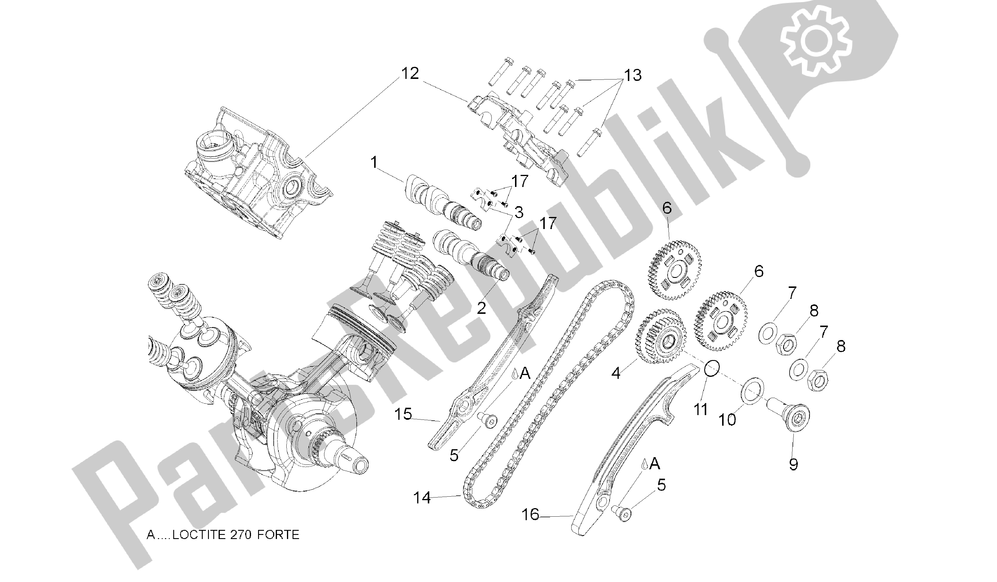 Alle Teile für das Hinteres Zylindersteuerungssystem des Aprilia Dorsoduro 750 2008 - 2011