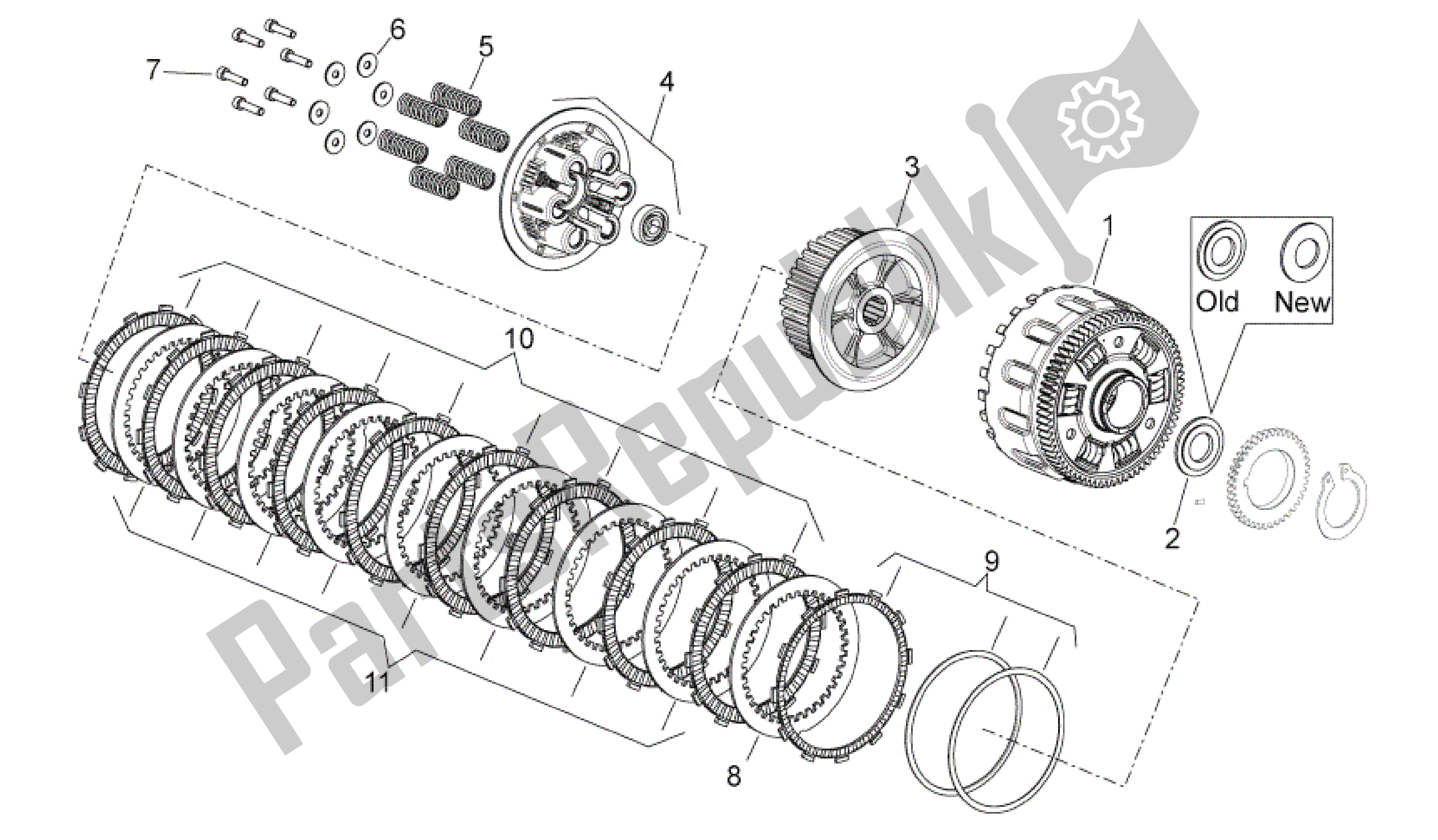 All parts for the Clutch Ii of the Aprilia Dorsoduro 750 2008 - 2011