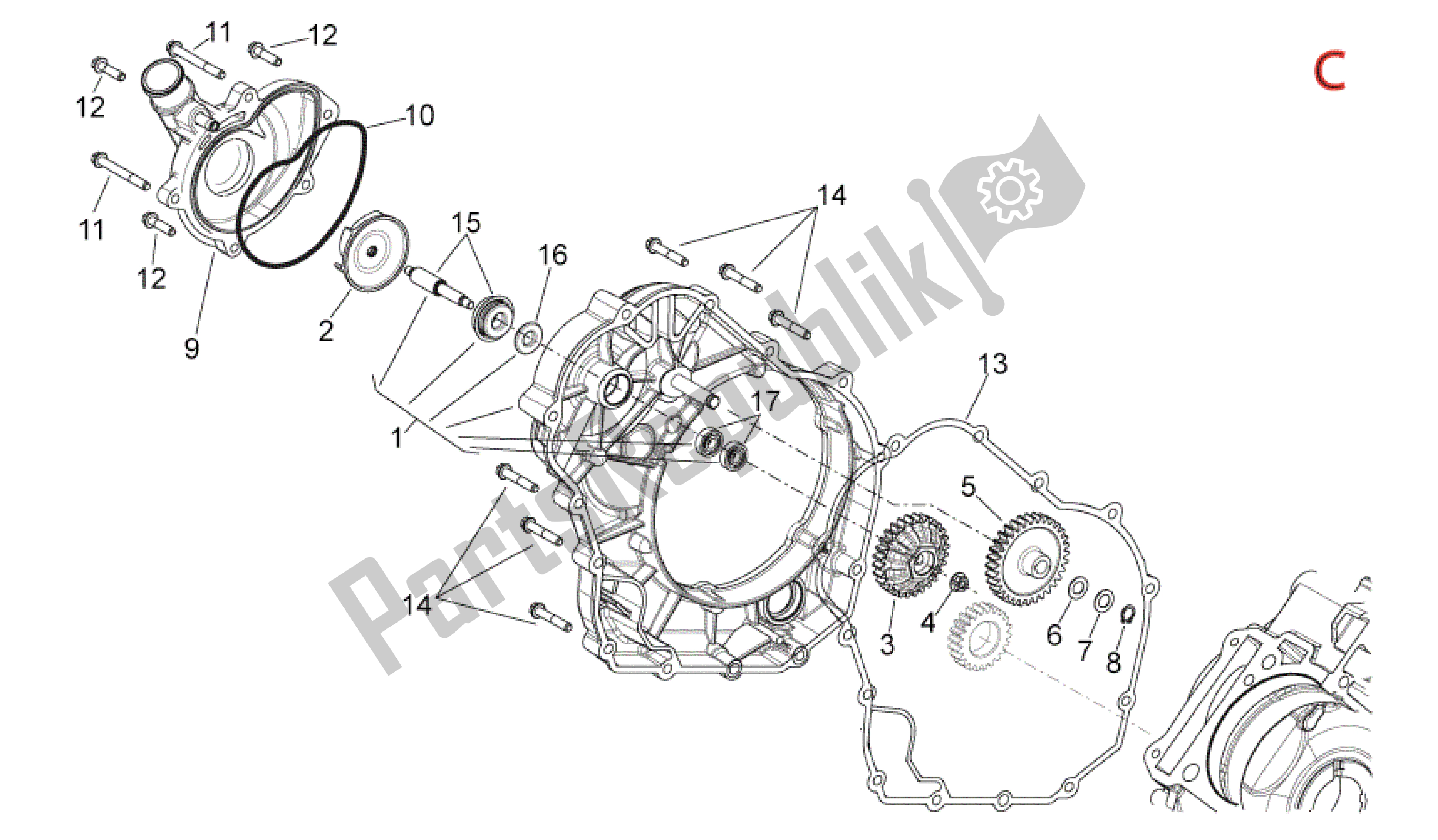 All parts for the Water Pump I of the Aprilia Dorsoduro 750 2008 - 2011