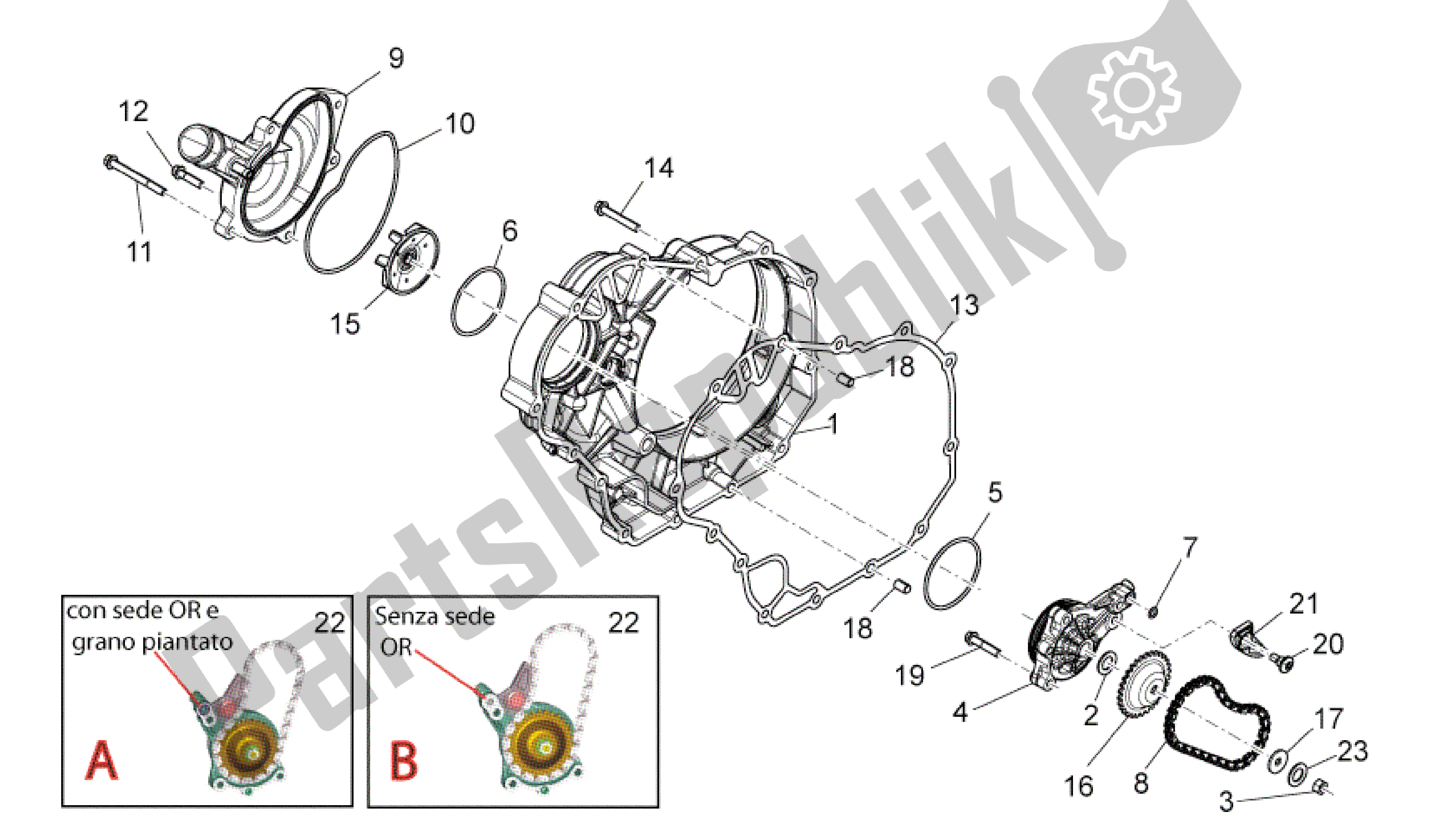 Tutte le parti per il Pompa Dell'acqua Ii del Aprilia Dorsoduro 750 2008 - 2011