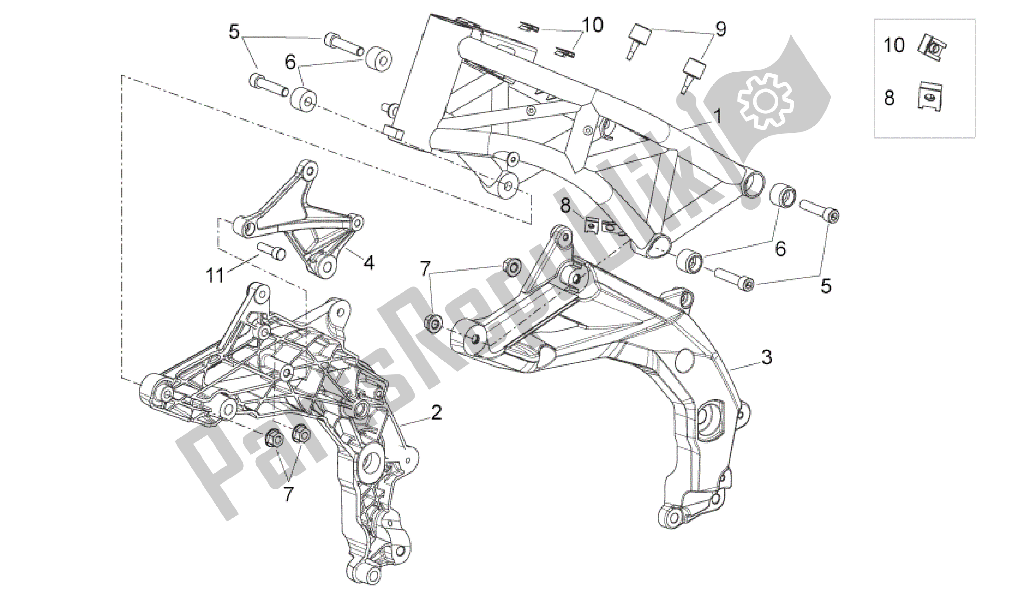 Todas as partes de Quadro I do Aprilia Shiver 750 2009