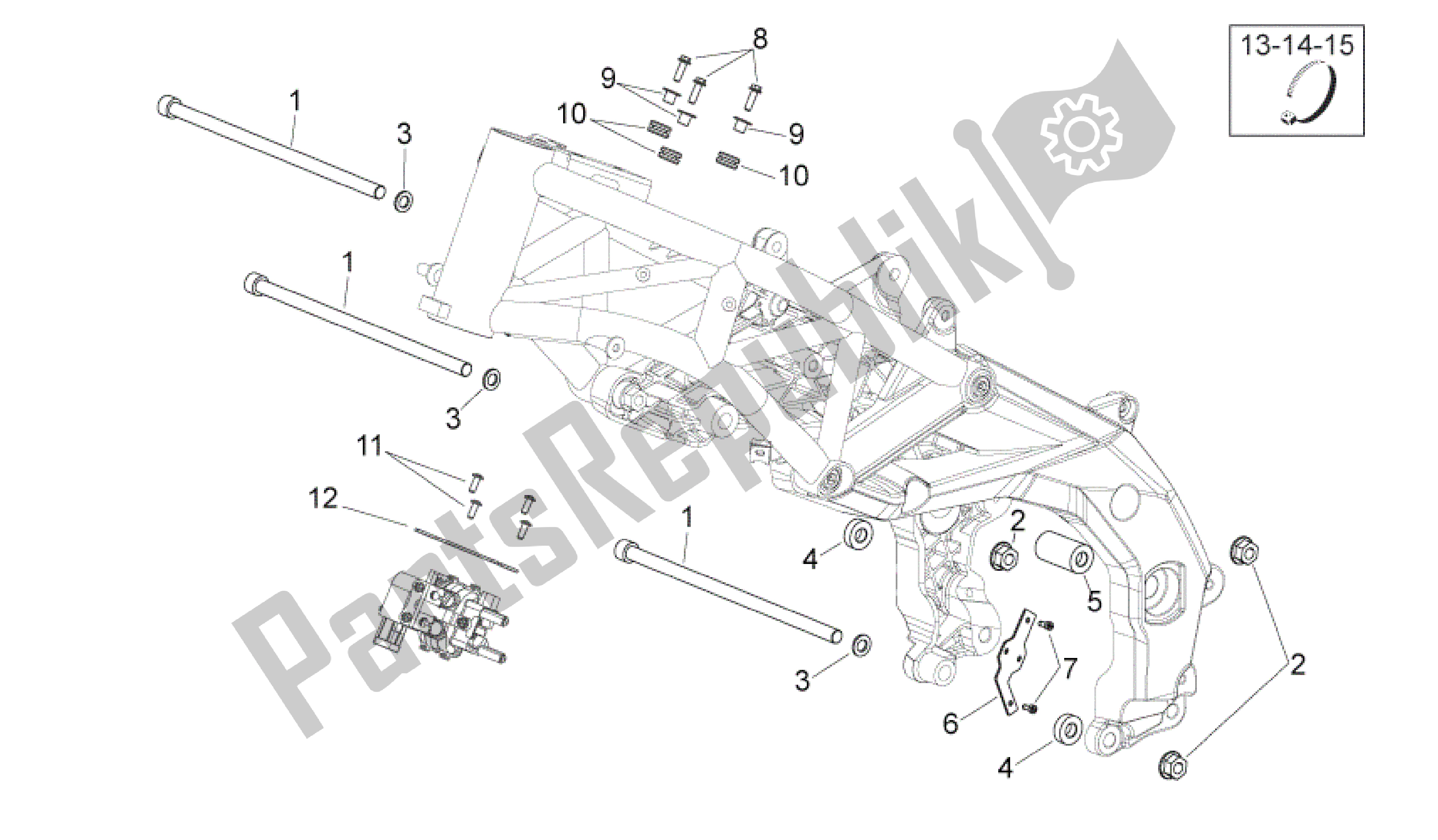 All parts for the Frame Ii of the Aprilia Shiver 750 2009