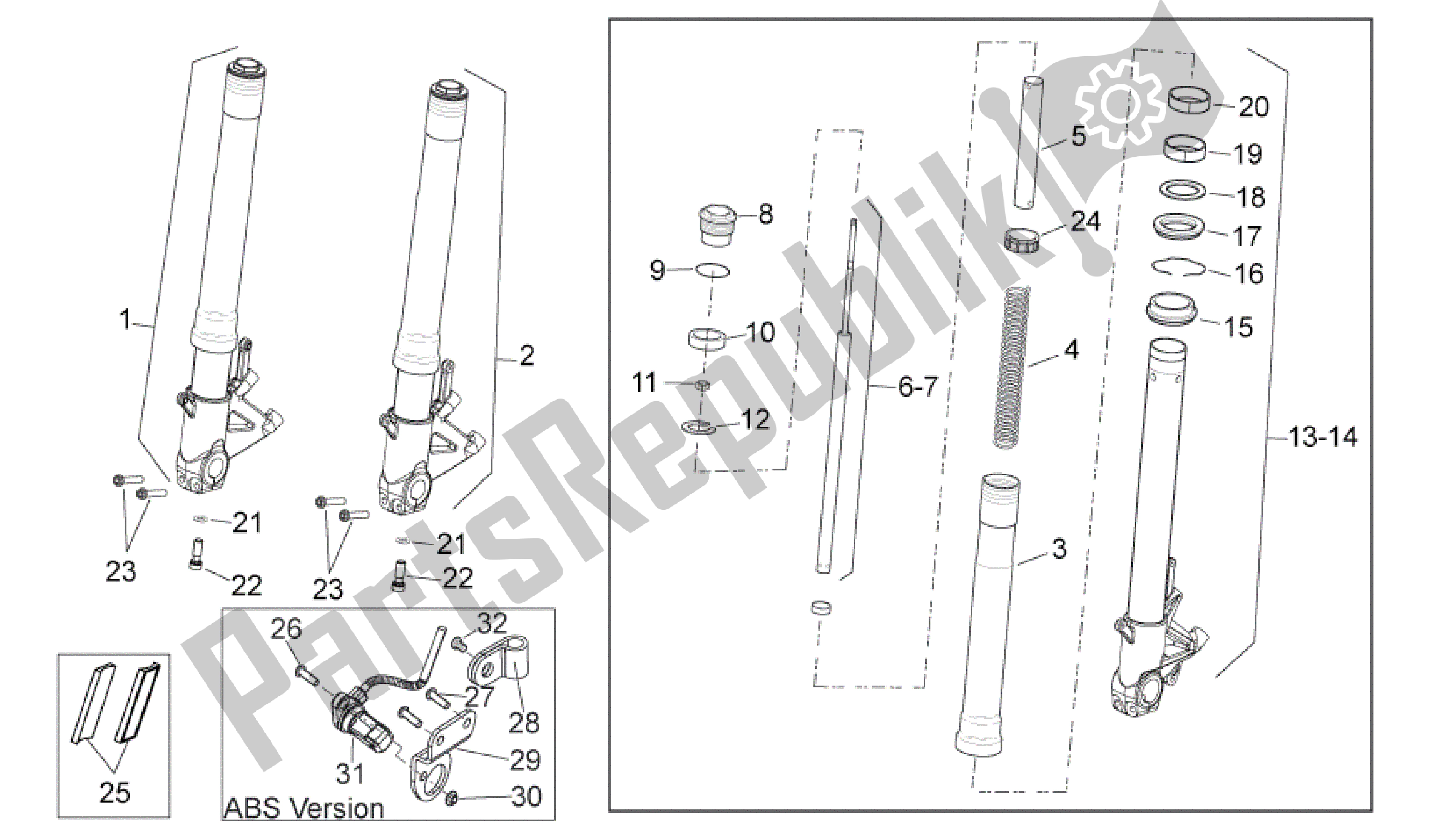 Tutte le parti per il Forcella Anteriore del Aprilia Shiver 750 2009