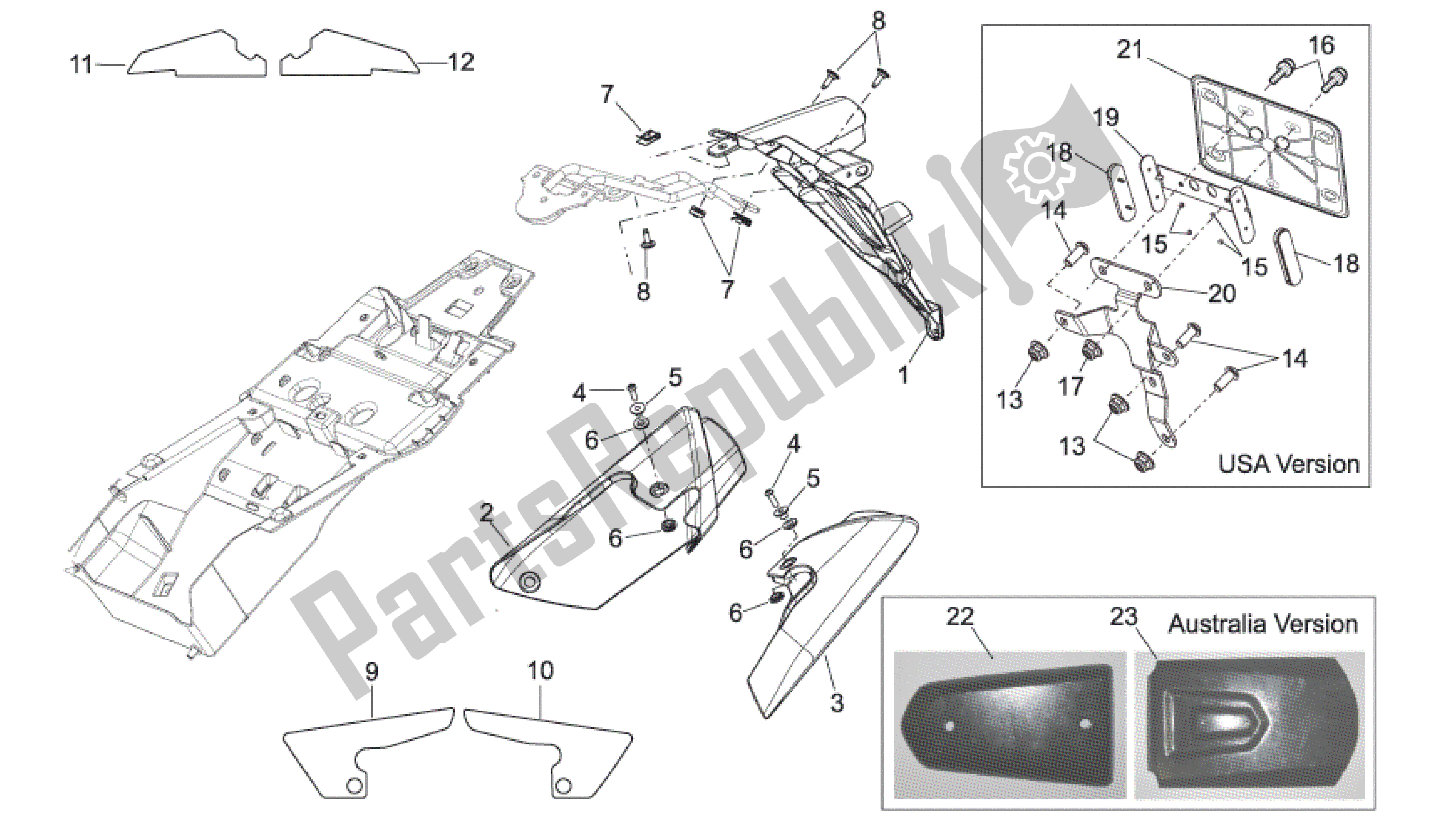 Todas las partes para Cuerpo Trasero Iii de Aprilia Shiver 750 2009