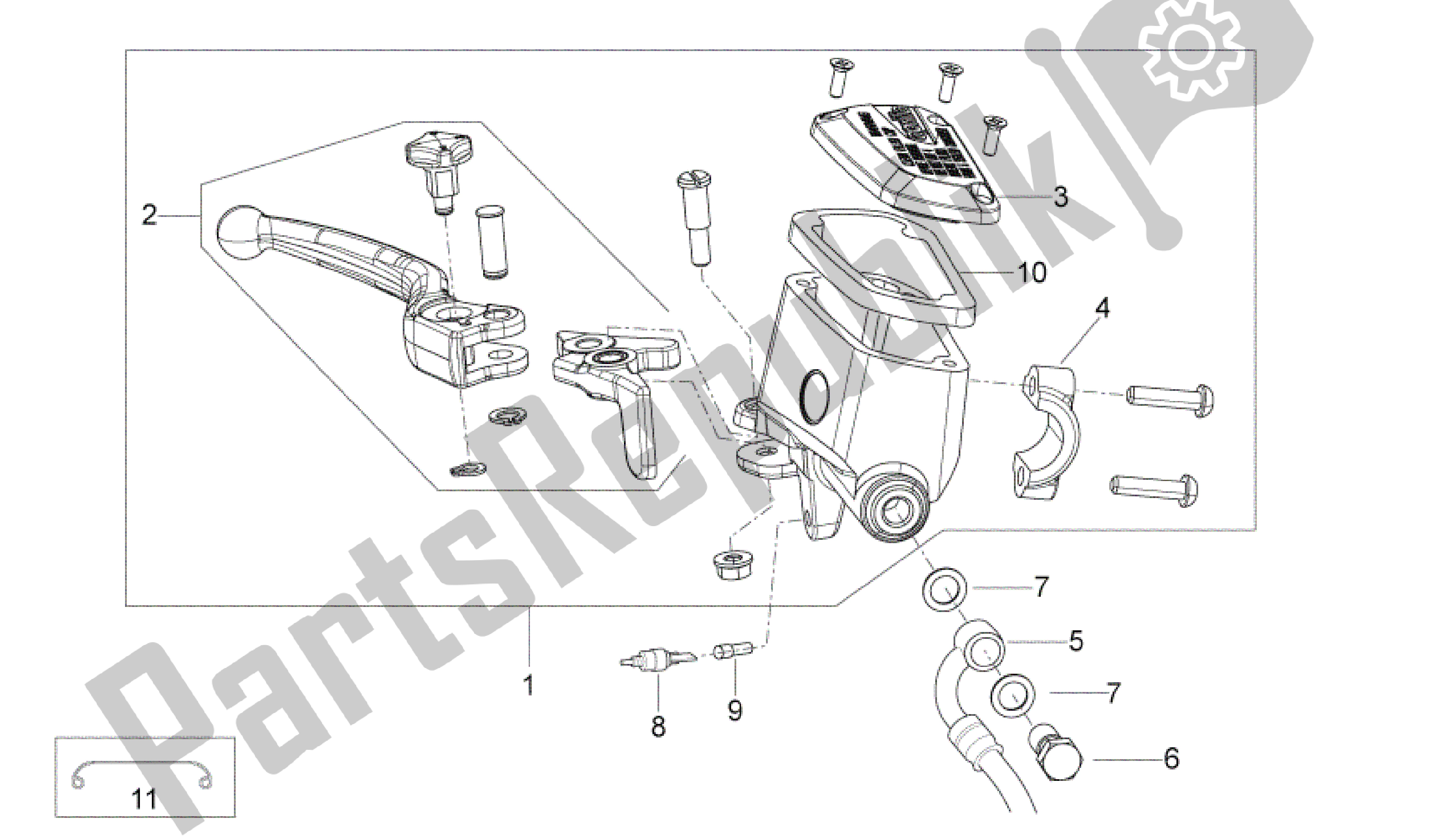 All parts for the Front Master Cilinder of the Aprilia Shiver 750 2009