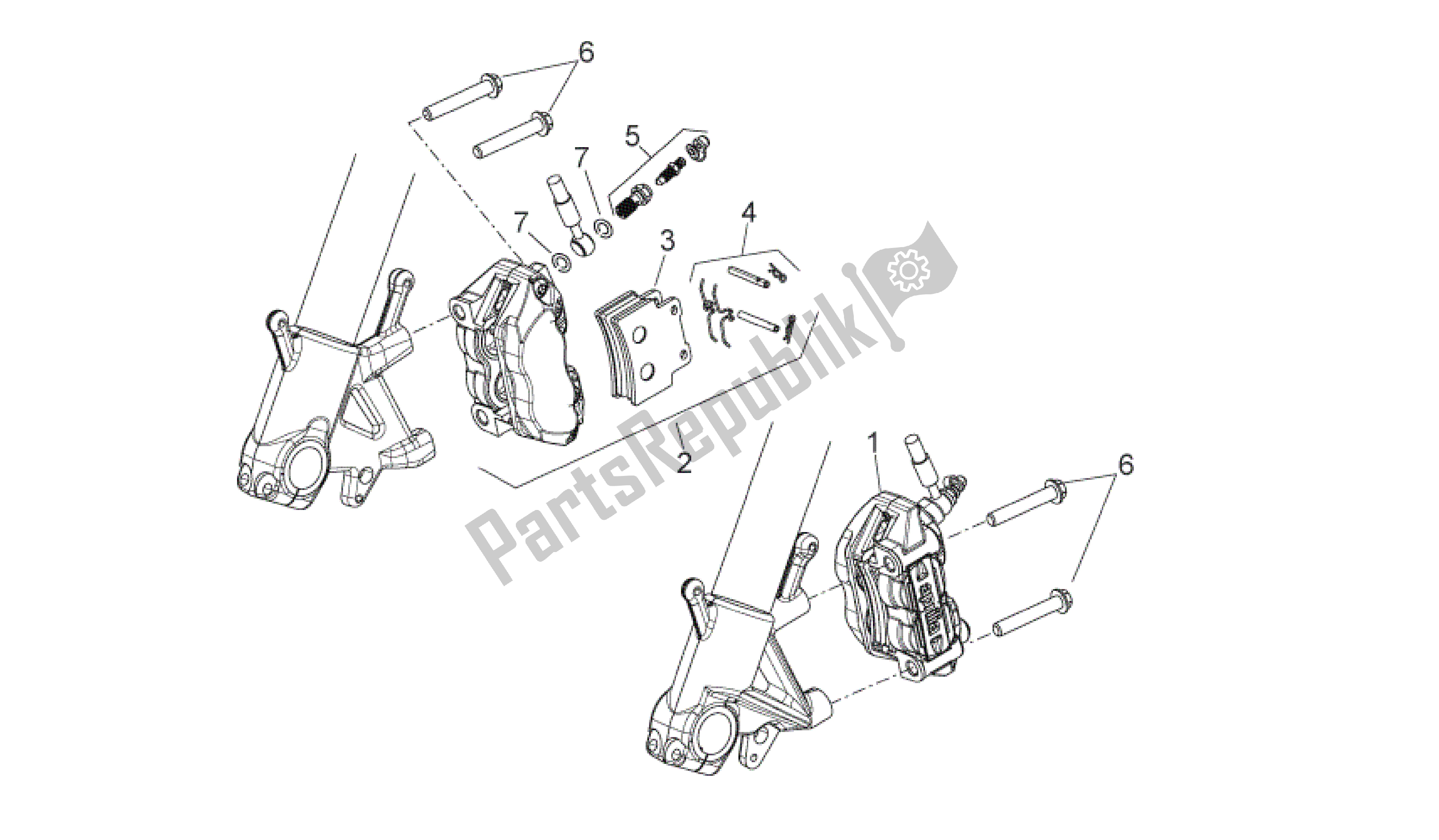 All parts for the Front Brake Caliper of the Aprilia Shiver 750 2009