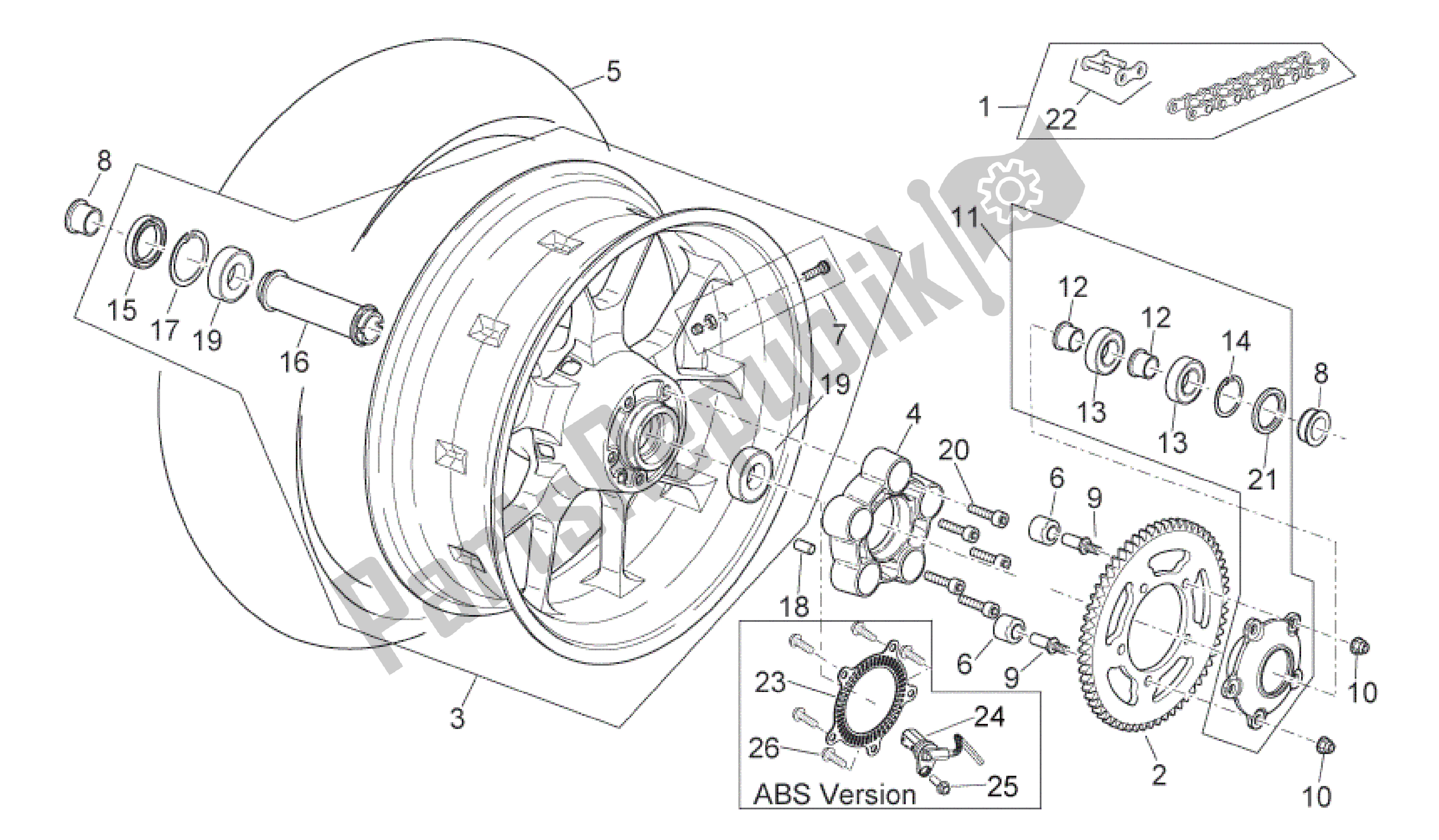 Tutte le parti per il Ruota Posteriore del Aprilia Shiver 750 2009