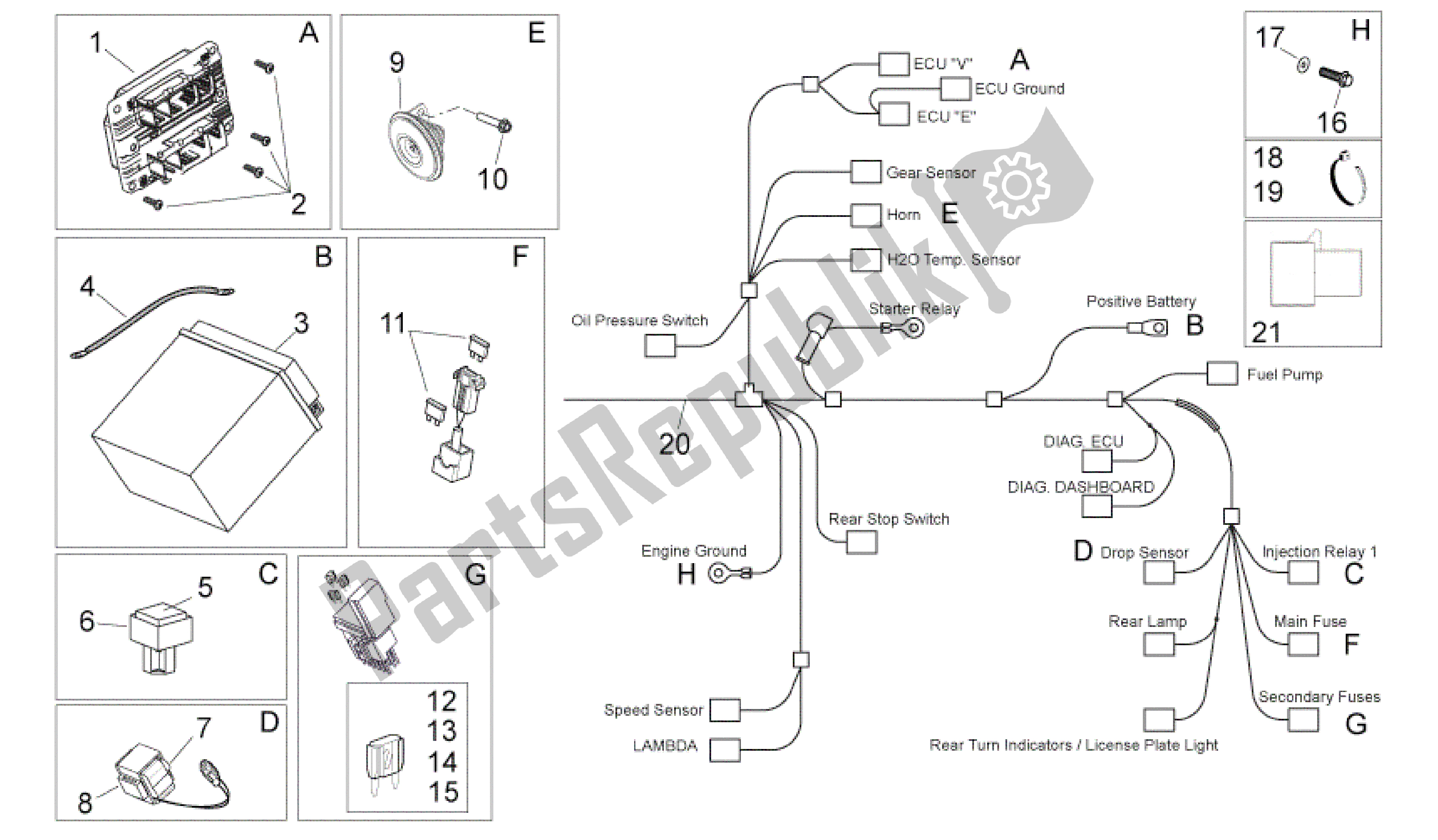 All parts for the Electrical System Ii of the Aprilia Shiver 750 2009