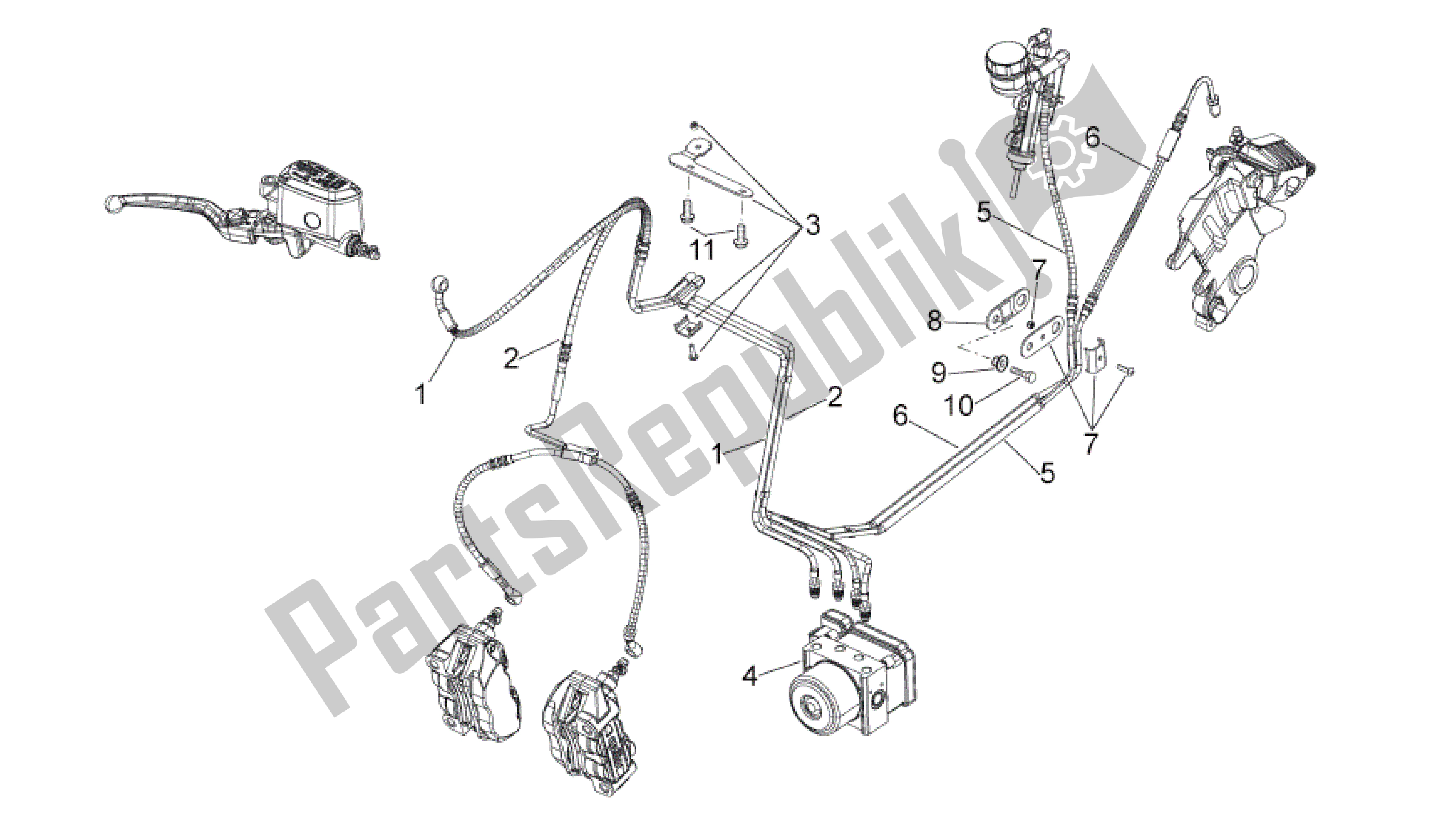 All parts for the Abs Brake System of the Aprilia Shiver 750 2009