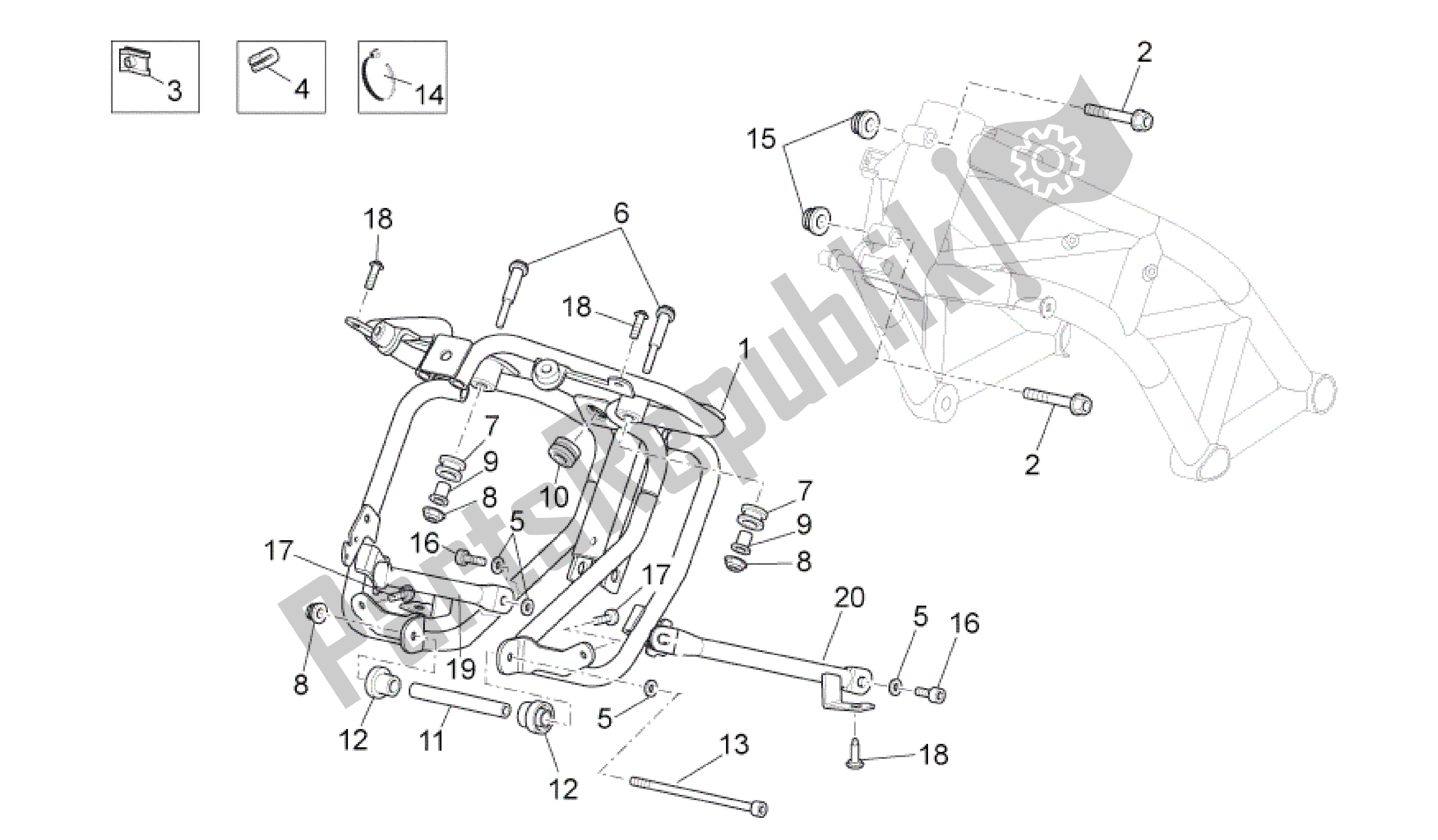 All parts for the Fairing Support Bow of the Aprilia Shiver 750 2009