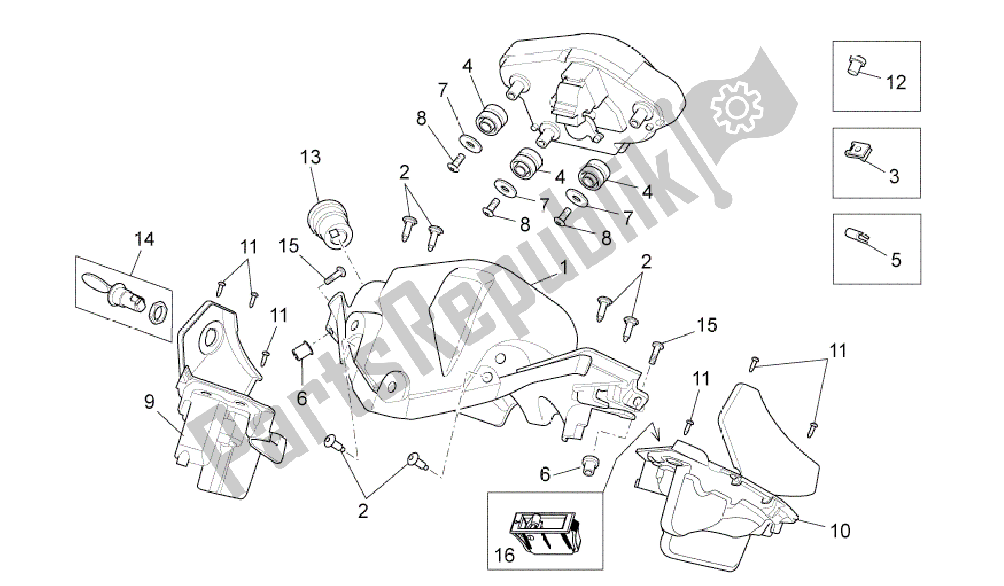 All parts for the Front Body - Inside Fairing of the Aprilia Shiver 750 2009