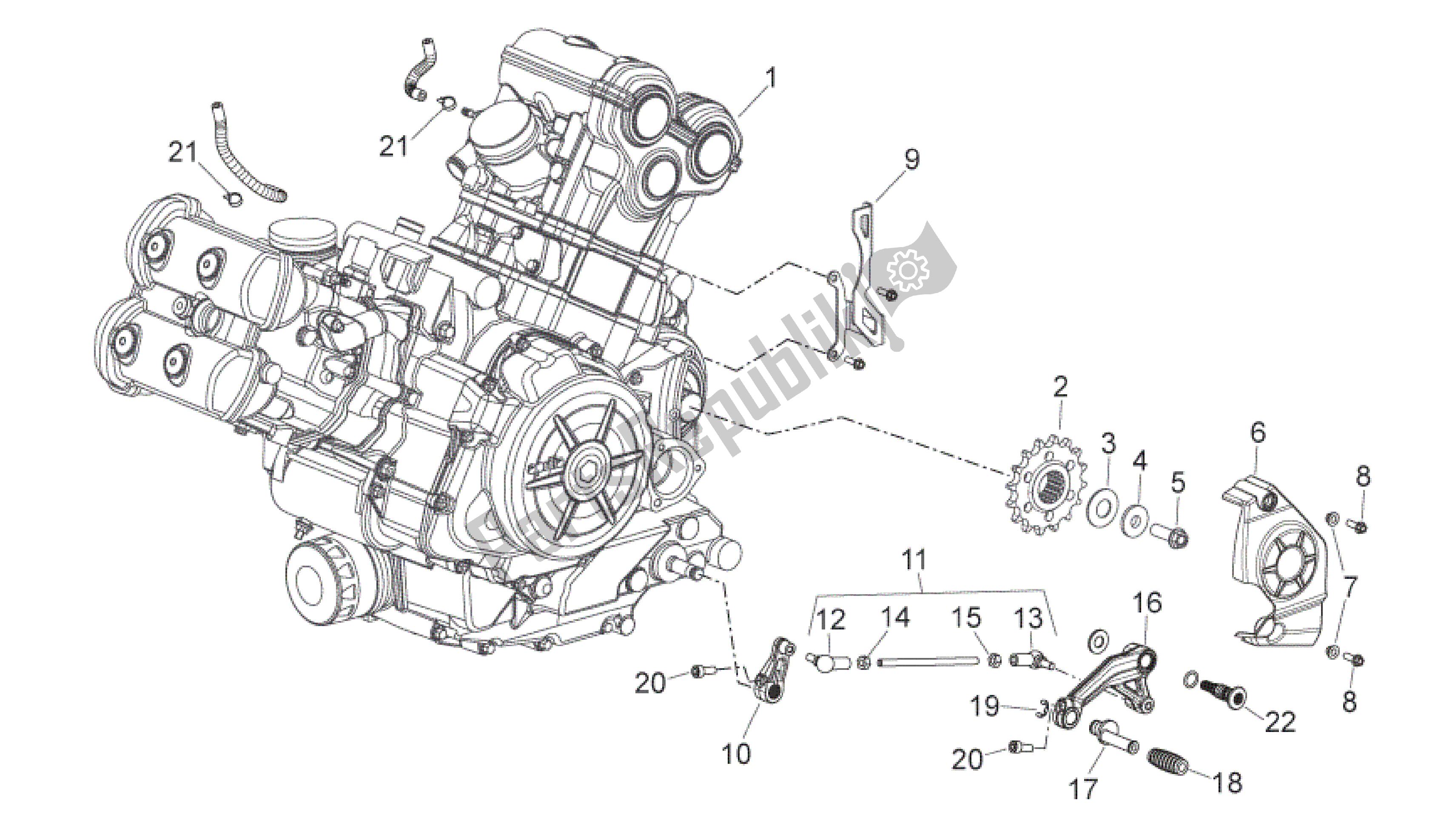 Alle onderdelen voor de Motor van de Aprilia Shiver 750 2009