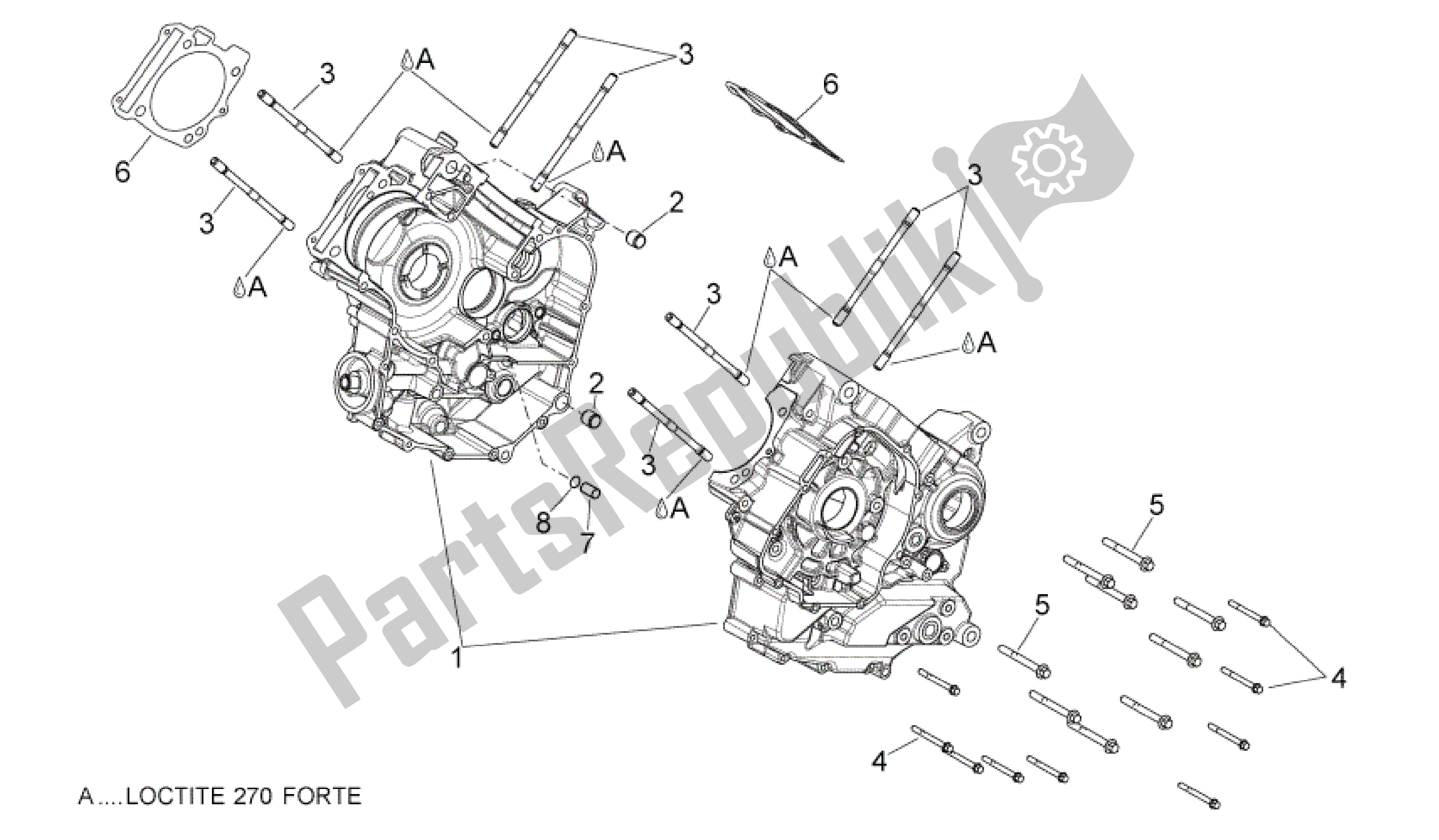 All parts for the Crankcases I of the Aprilia Shiver 750 2009