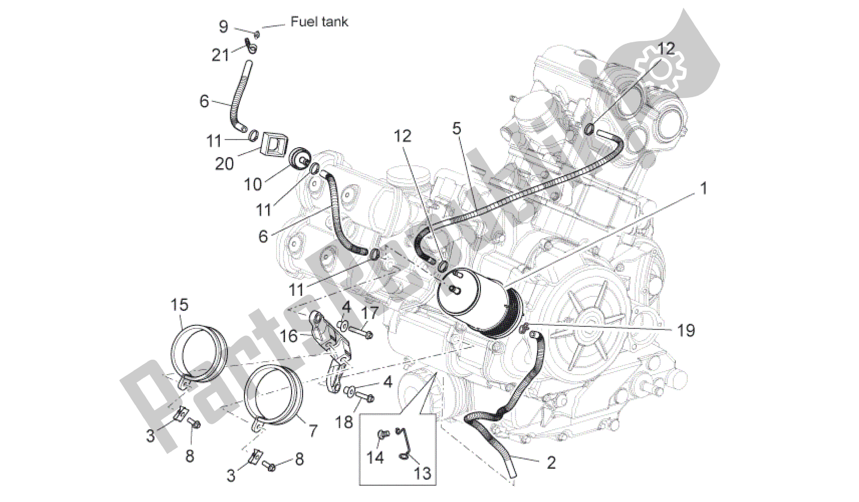 Todas as partes de Sistema De Recuperação De Vapor De Combustível do Aprilia Shiver 750 2009