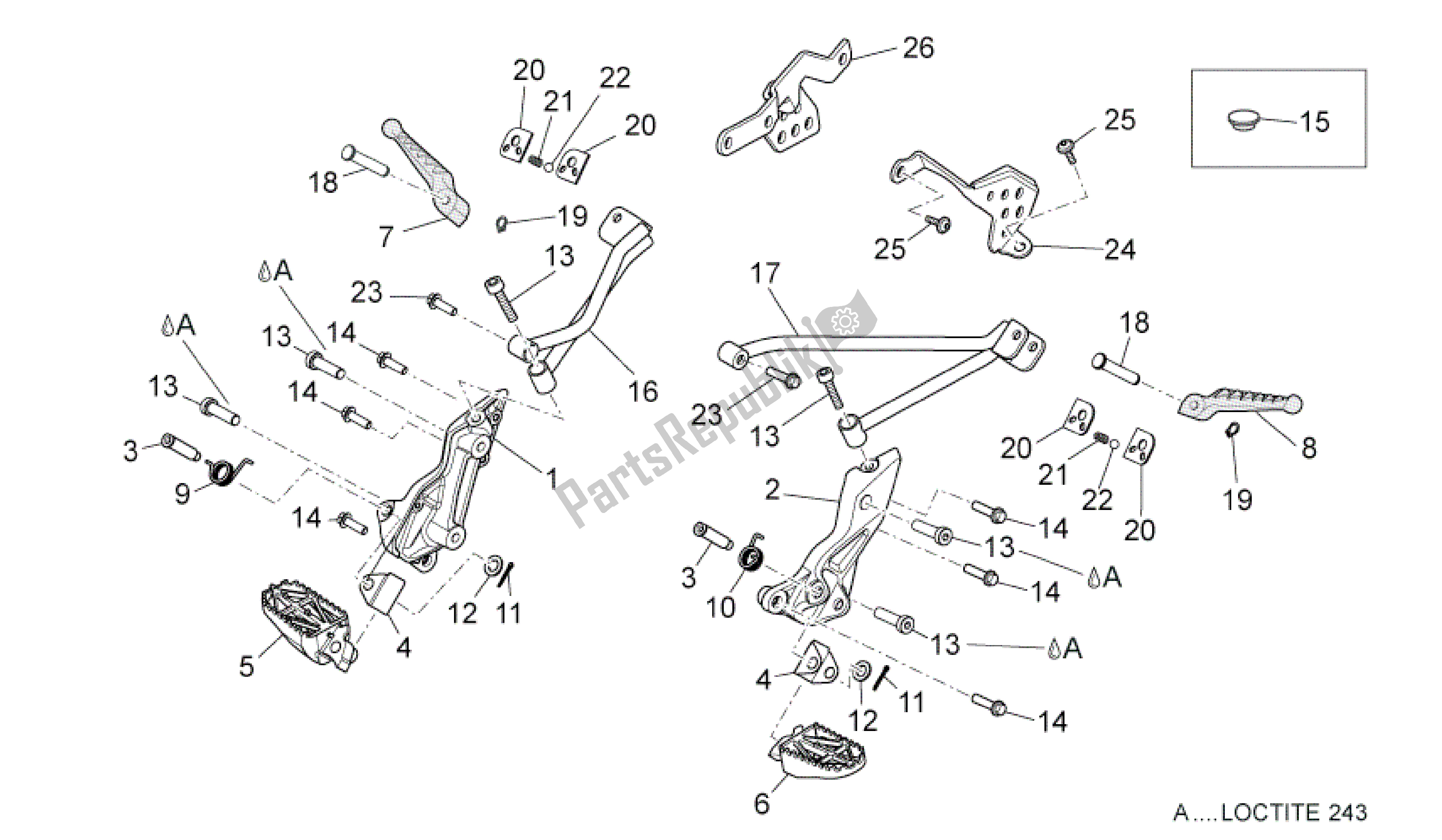 Tutte le parti per il Poggiapiedi del Aprilia Dorsoduro 750 2010