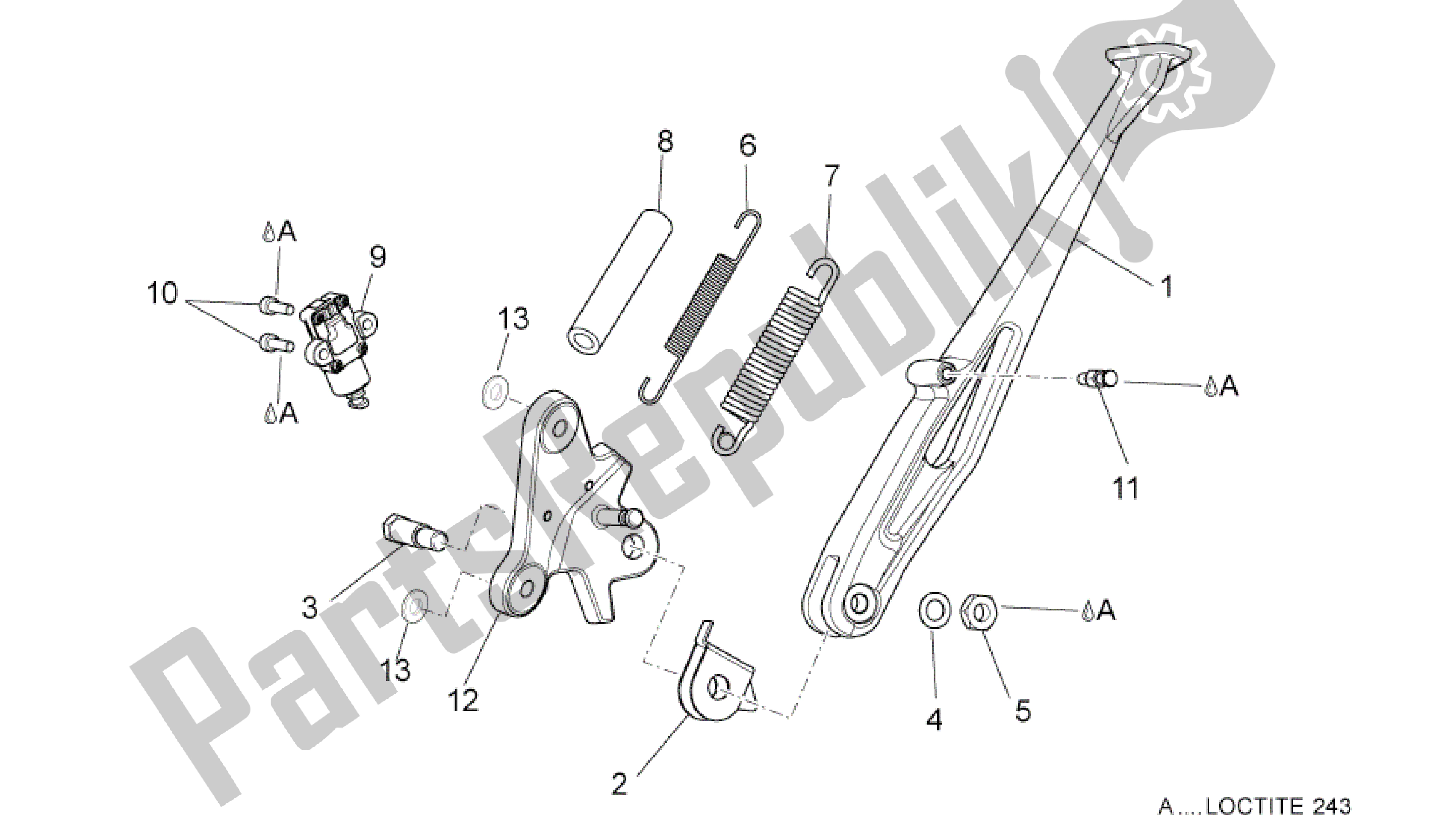 Alle Teile für das Zentraler Ständer des Aprilia Dorsoduro 750 2010