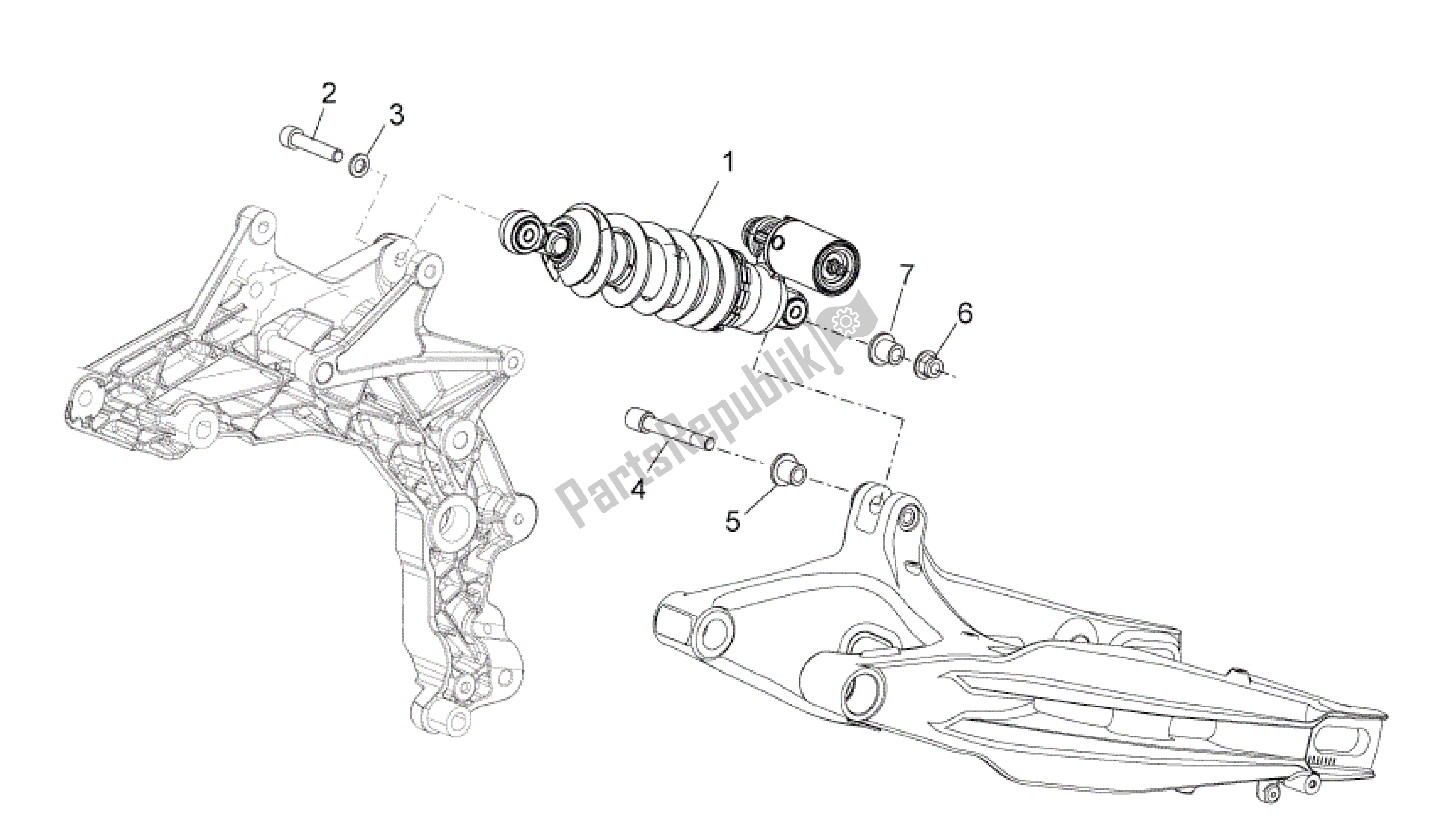 All parts for the Rear Shock Absorber of the Aprilia Dorsoduro 750 2010
