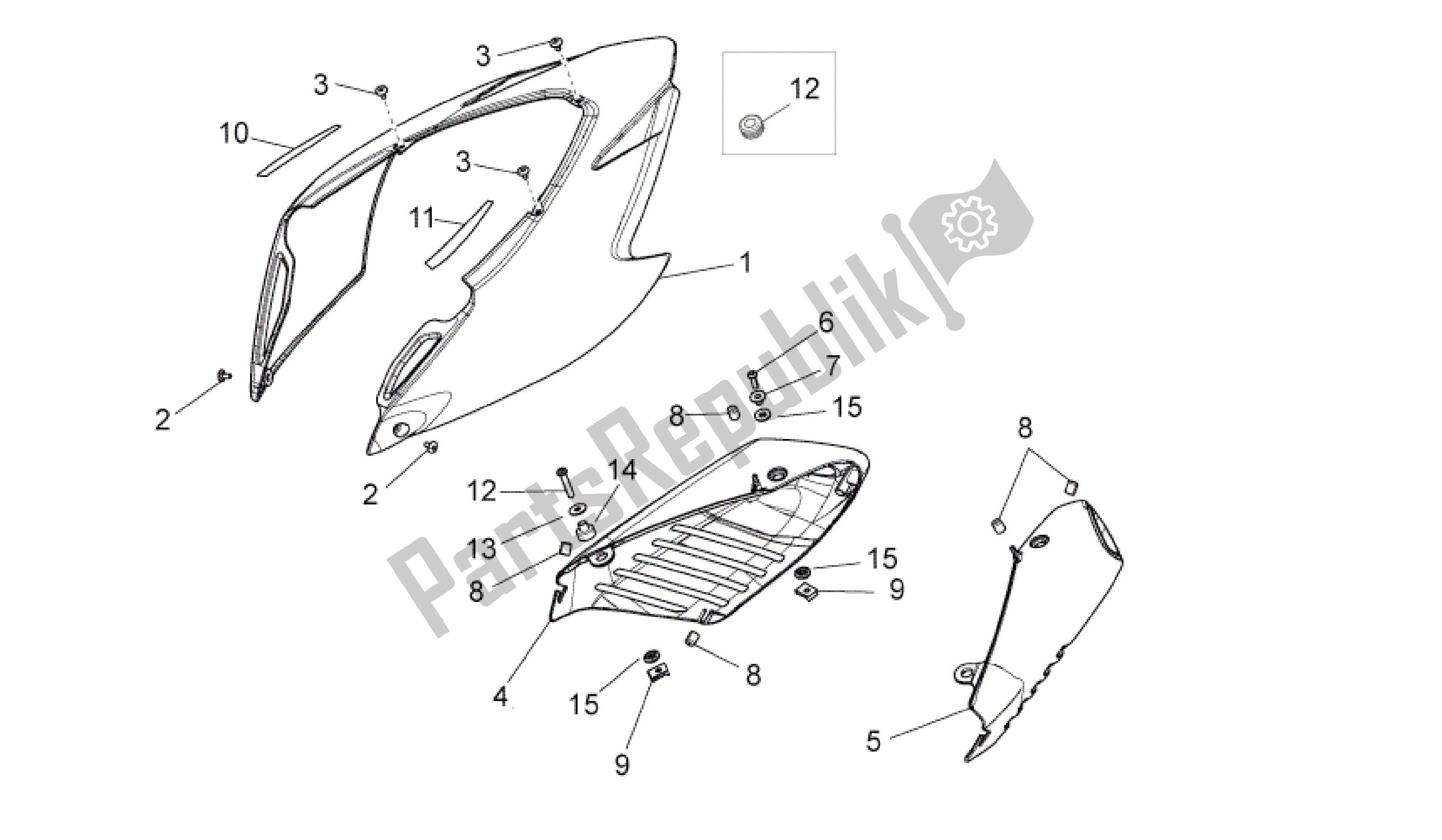 Alle Teile für das Hinterer Körper Ii des Aprilia Dorsoduro 750 2010