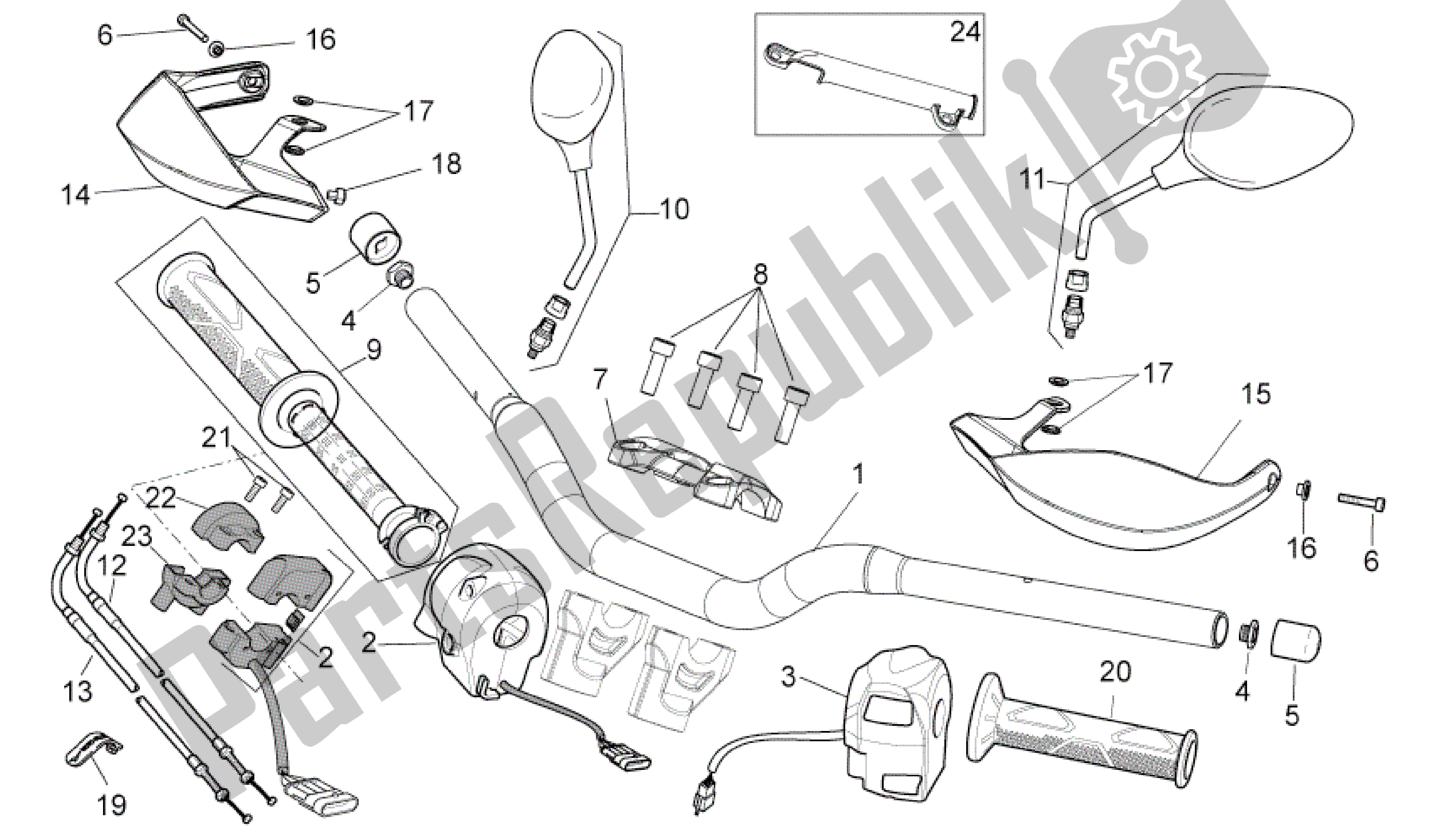 All parts for the Handlebar - Controls of the Aprilia Dorsoduro 750 2010