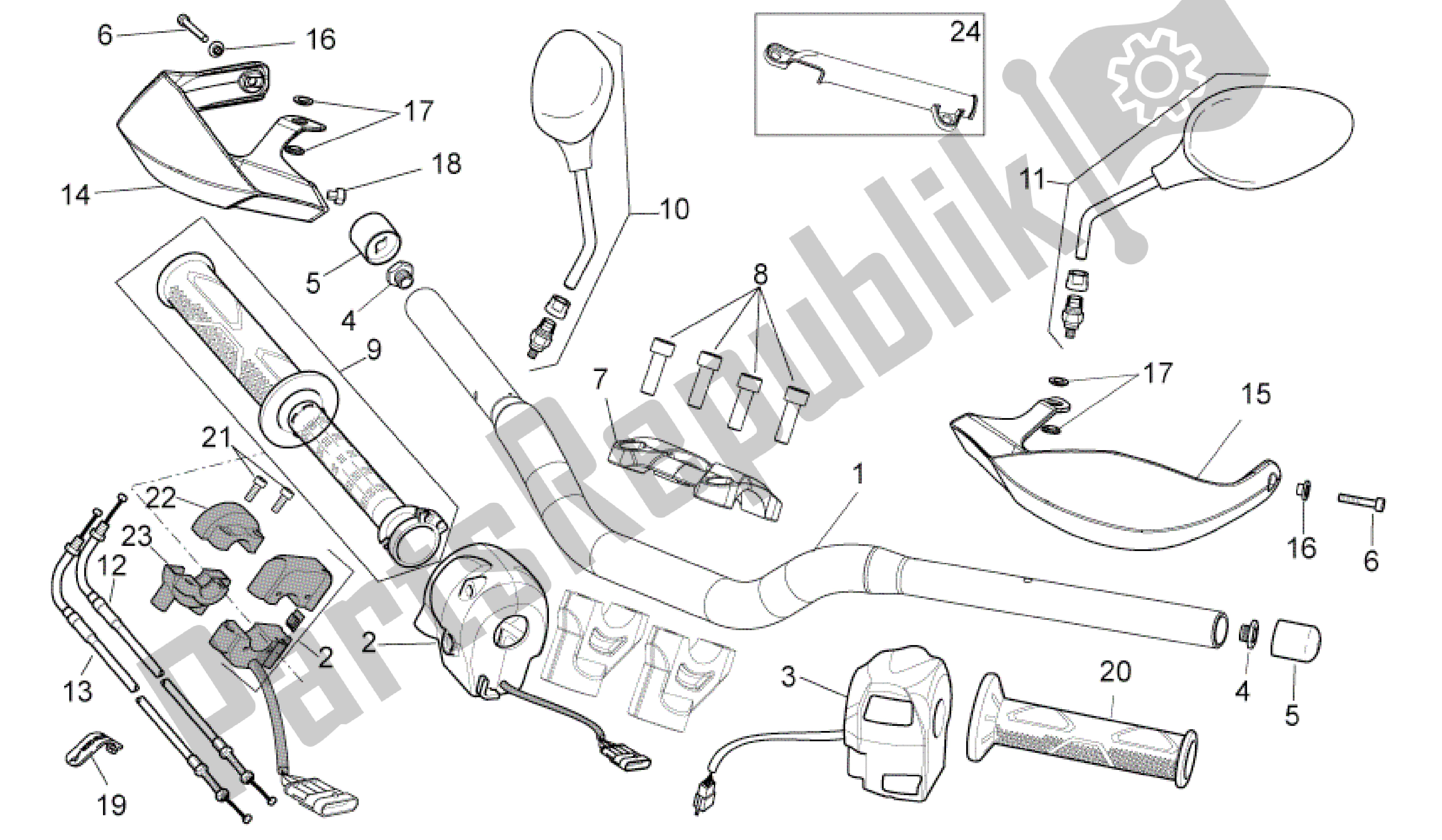 Todas as partes de Guiador - Controles do Aprilia Dorsoduro 750 2010