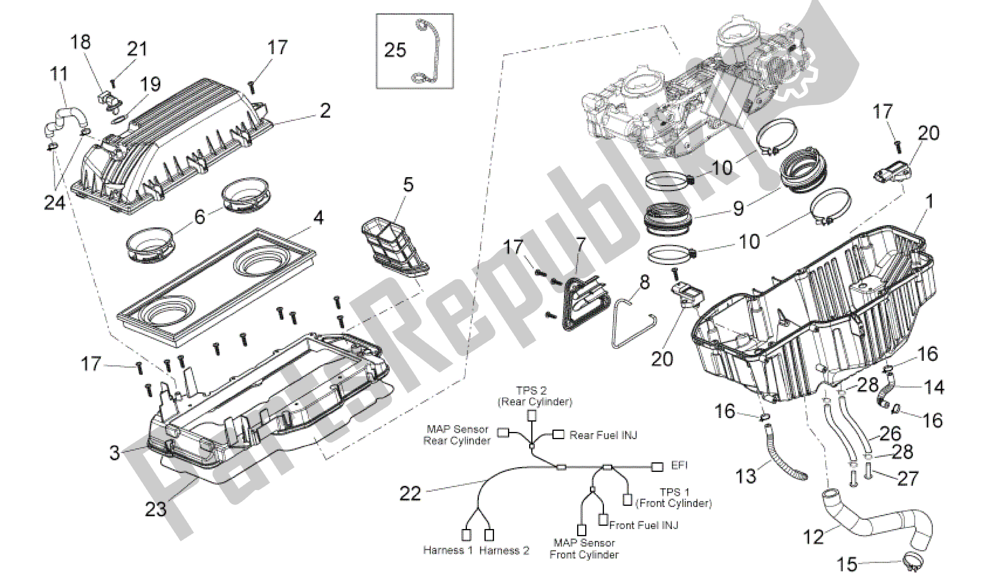 Alle Teile für das Luft Box des Aprilia Dorsoduro 750 2010