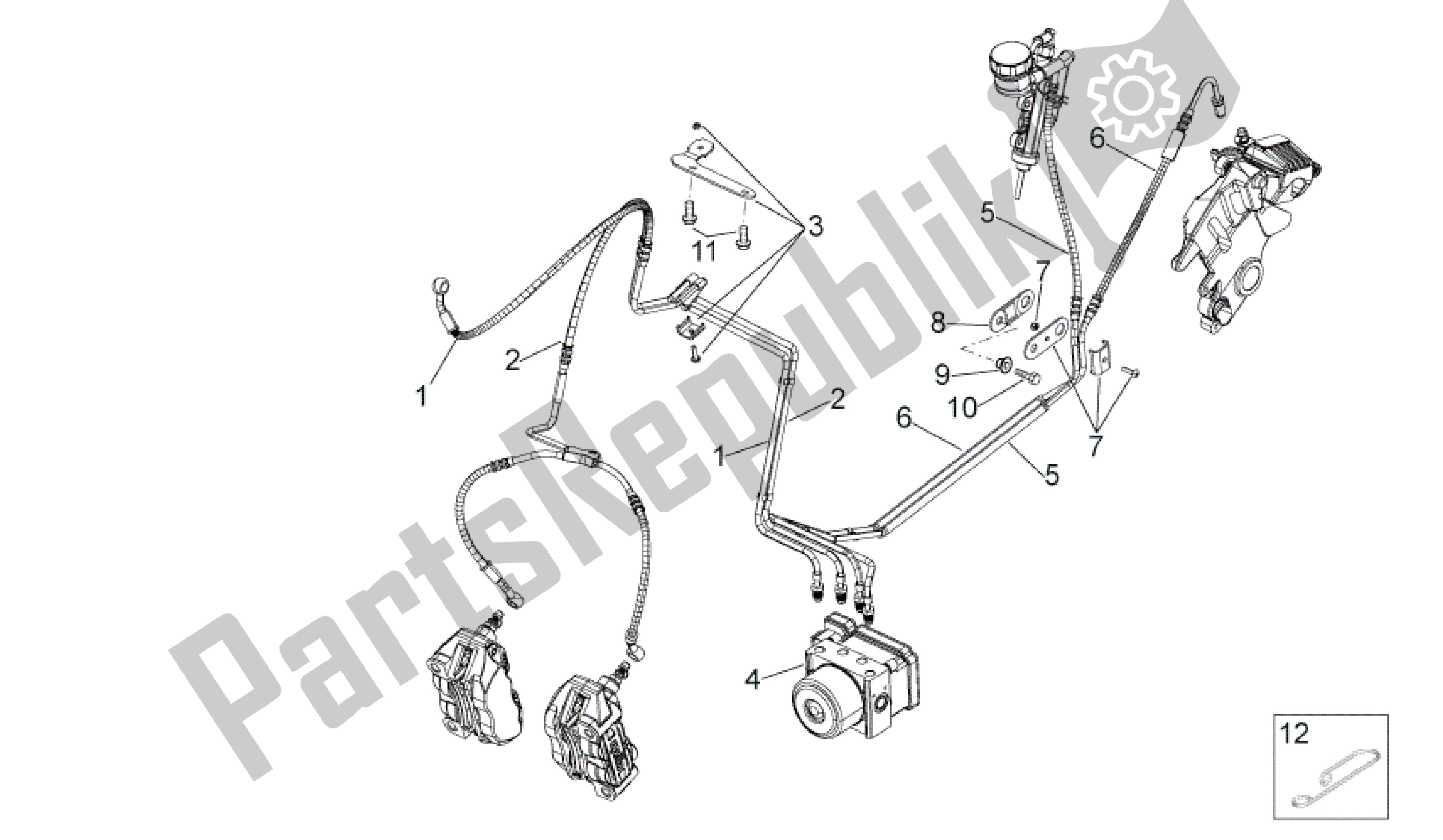 All parts for the Abs Brake System of the Aprilia Dorsoduro 750 2010