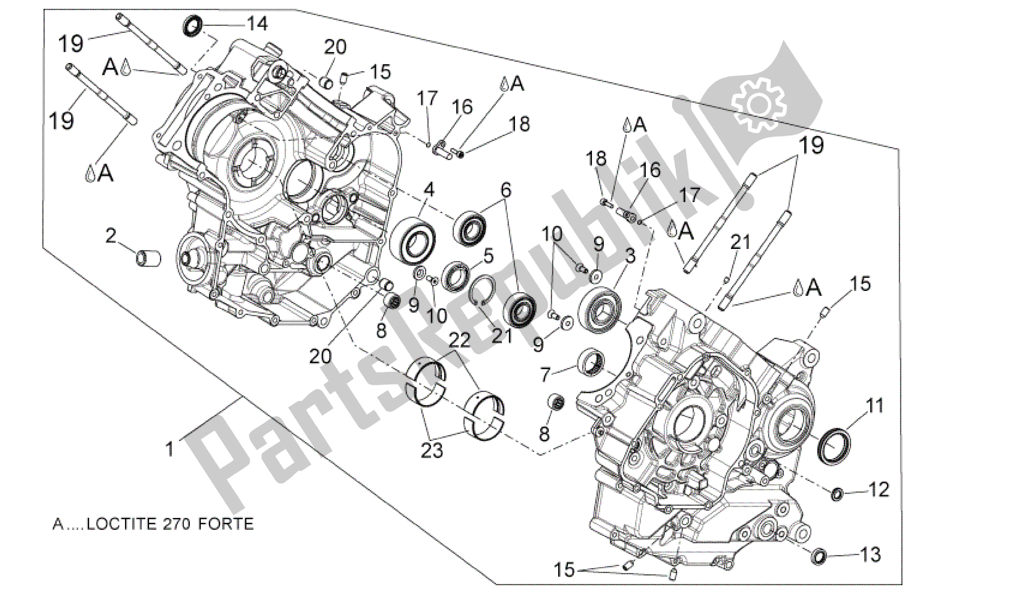 All parts for the Crankcases I of the Aprilia Dorsoduro 750 2010